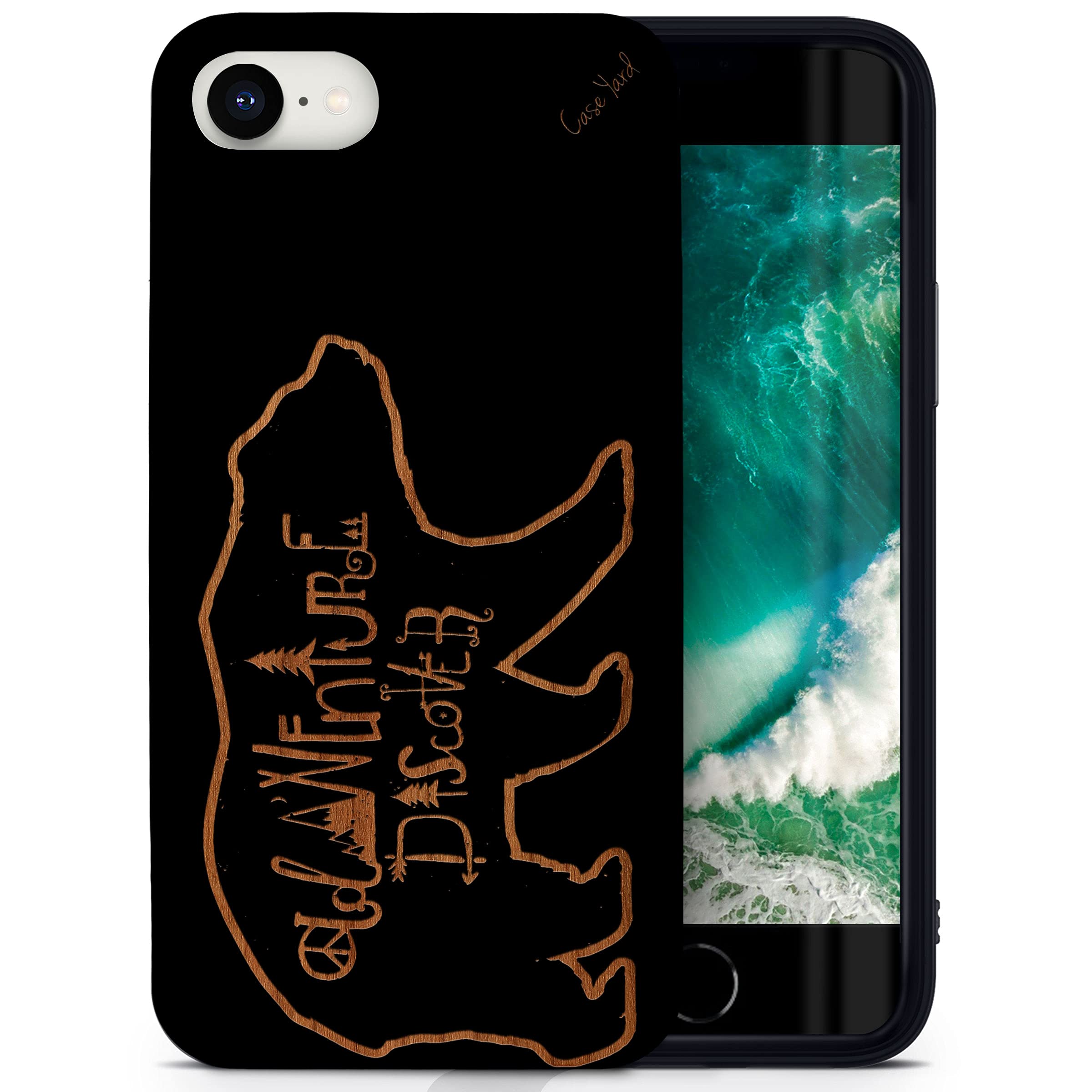 Wooden iPhone SE Case - Laser Engraved Discovery & Adventure Design - Shockproof Slim Fit Protective Cover for Men & Women - Perfect for Outdoor Enthusiasts & Travel Lovers
