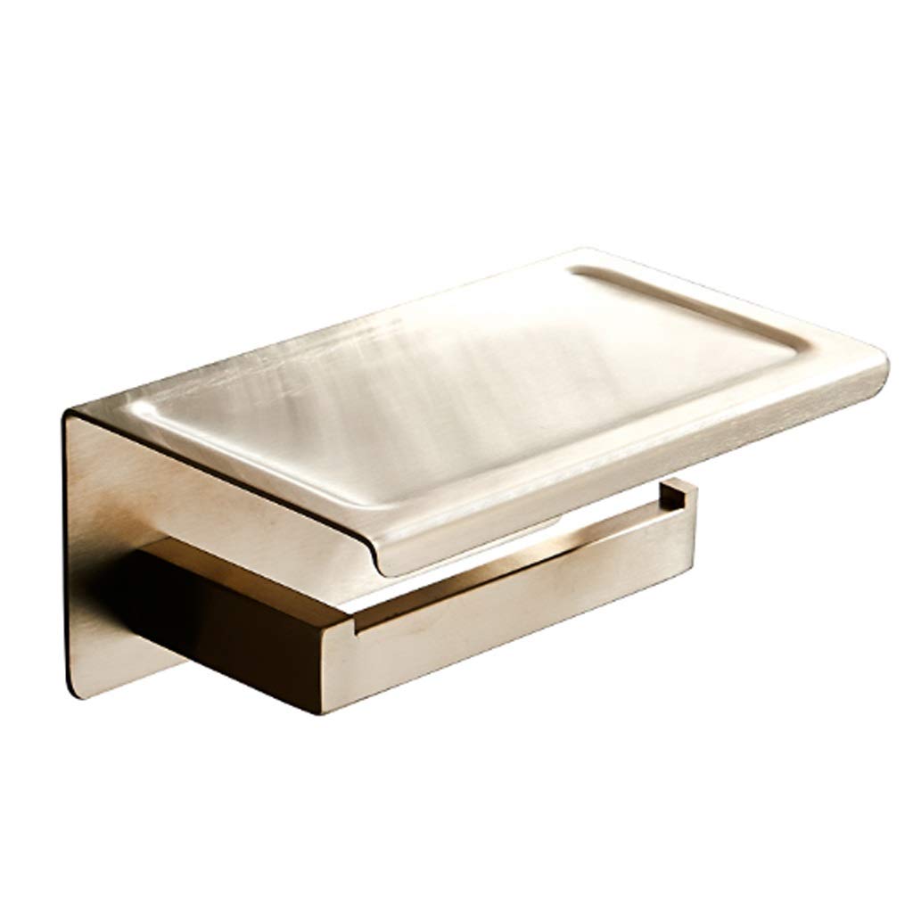Stainless Steel Toilet Paper Holder Wall Mount - 304 Gold Bathroom Tissue Roll Hanger with Phone Shelf | Durable Bathroom Accessories for Home, Office & Hotel Use