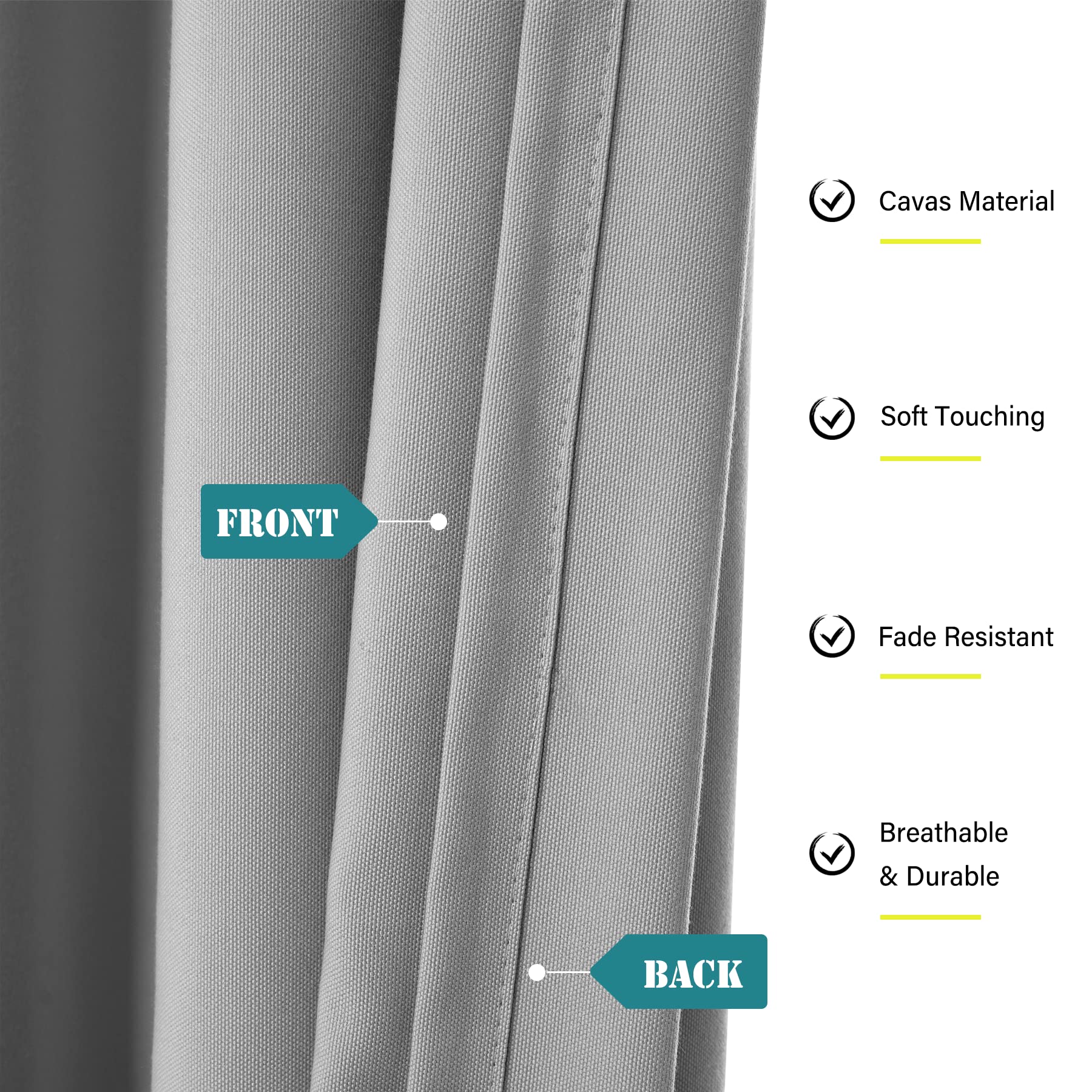 Waterproof Grey Outdoor Curtains 120