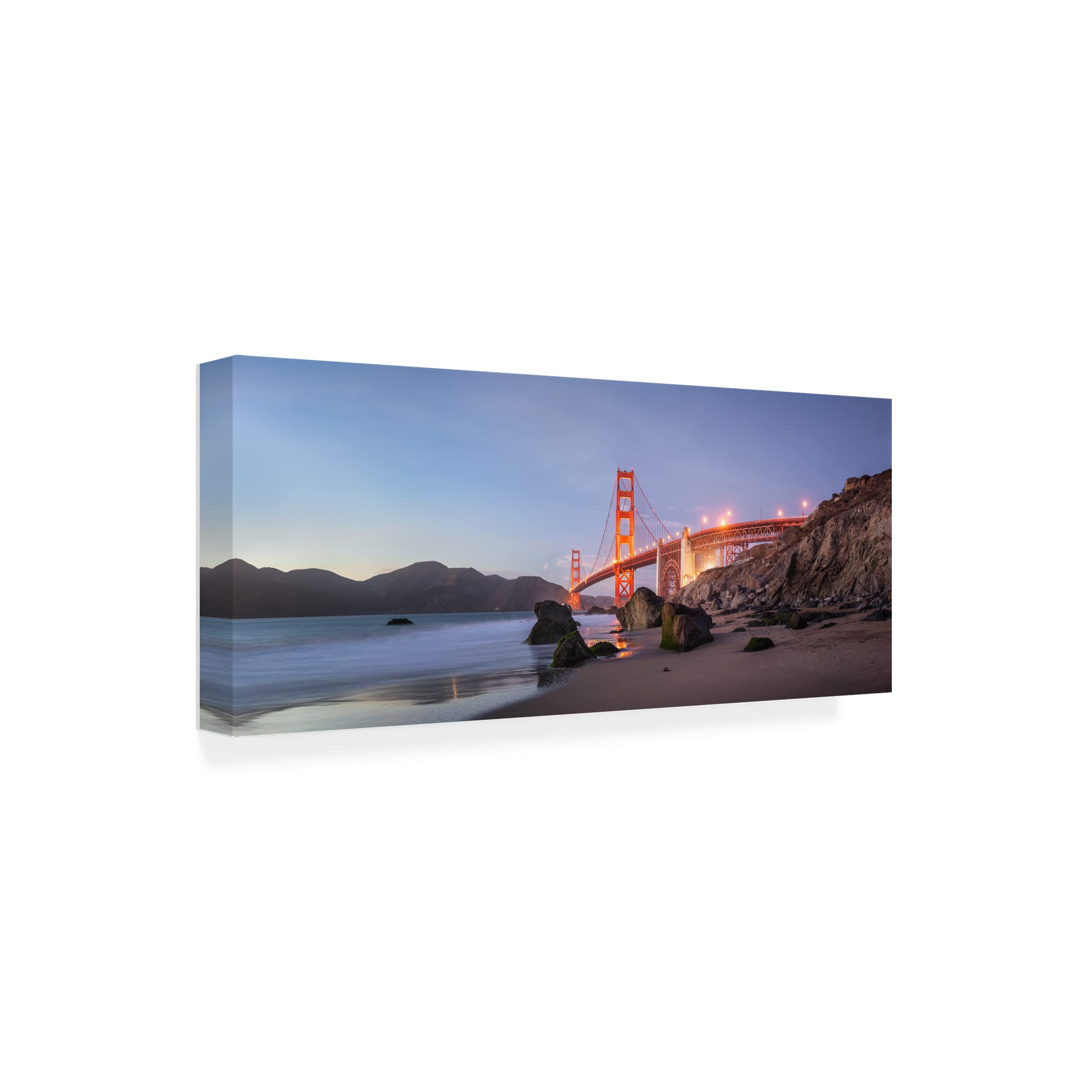 Trademark Fine Art 'Sunset Bay' Canvas Wall Art Print by Fegari - Coastal Beach Decor for Living Room, Bedroom & Office
