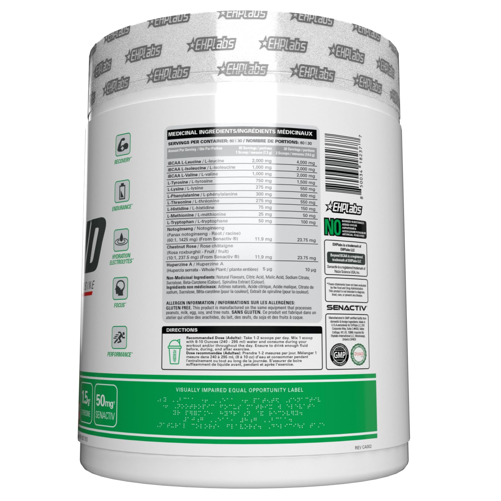 EHP Labs Beyond BCAA Powder - Post Workout Recovery Supplement with Essential Amino Acids (EAA) for Muscle Growth & Recovery - 60 Servings Kiwi Strawberry Flavor - Ideal for Gym, Fitness & Athletic Performance