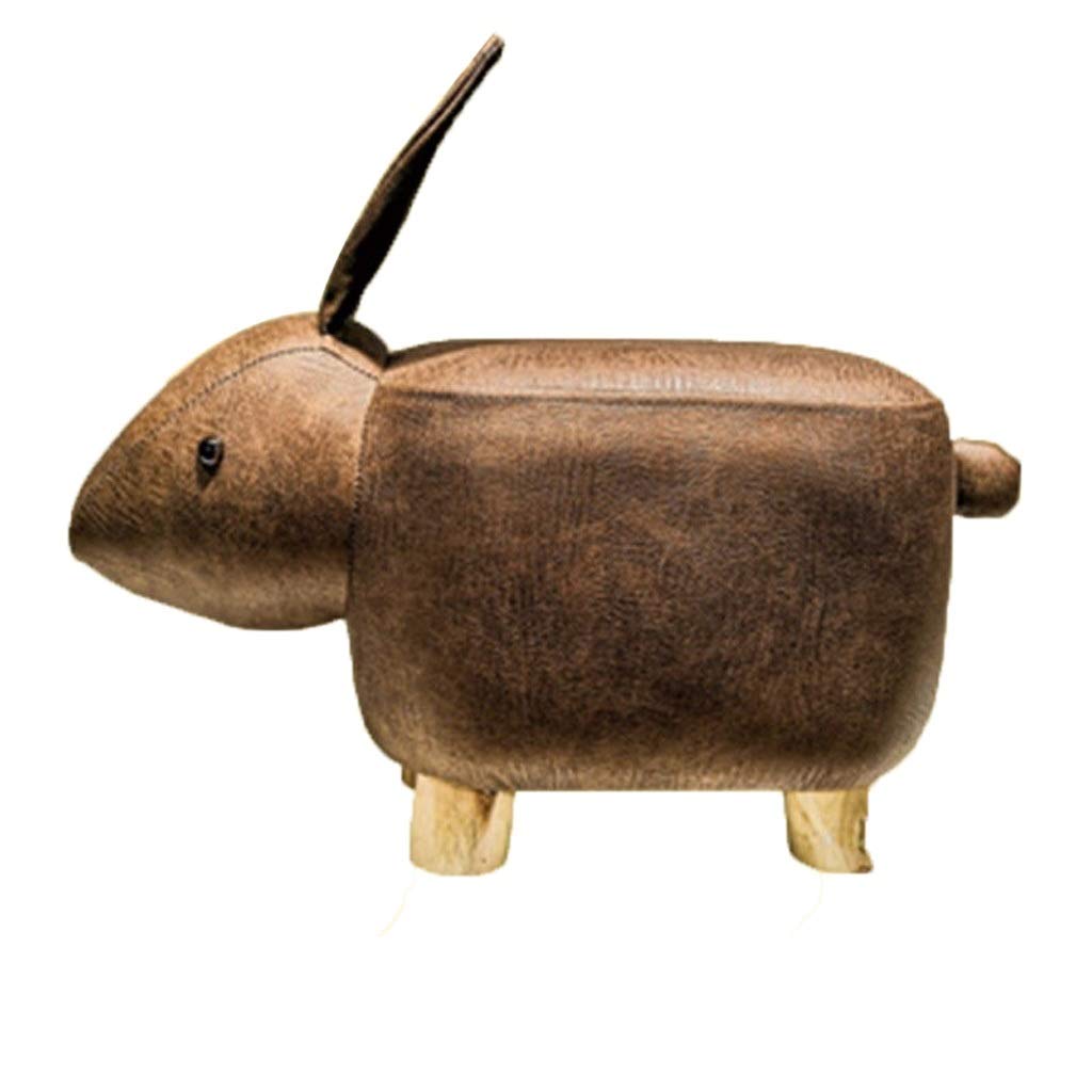Ottomans Footstools - Rabbit Tattoo Ottoman Footstool, Creative Fashion Home Coffee Table & Shoe Bench, Cartoon Solid Wood Animal Stool (Golden Yellow) - Perfect for Living Room, Bedroom & Nursery Decor