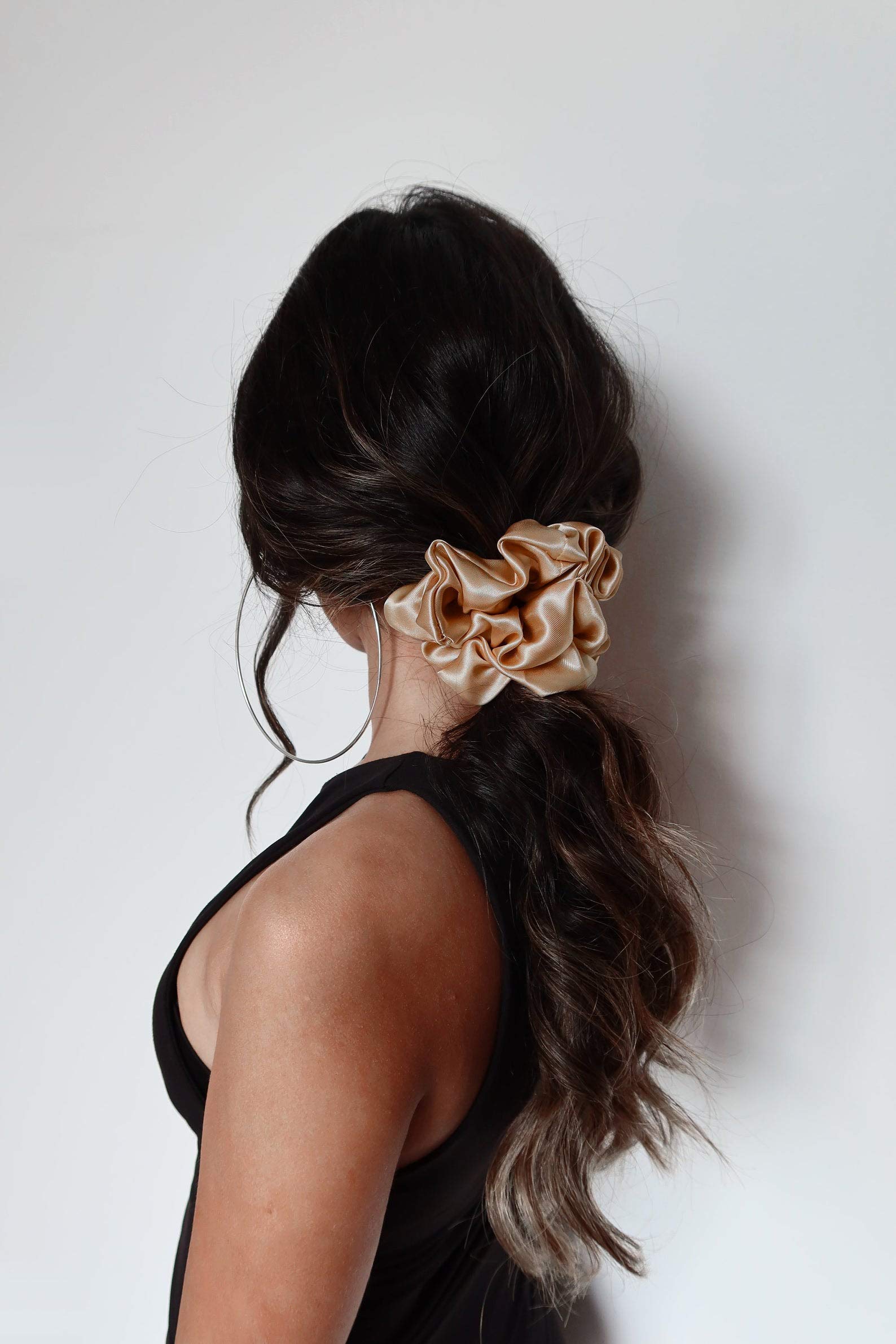 6-Piece Satin Silk Scrunchies for Women - Soft No-Slip Hair Ties, Ponytail Holders for Thick Hair - Gentle Wedding & Bridal Accessories (Perfect for Daily Use, Workouts, and Special Occasions)