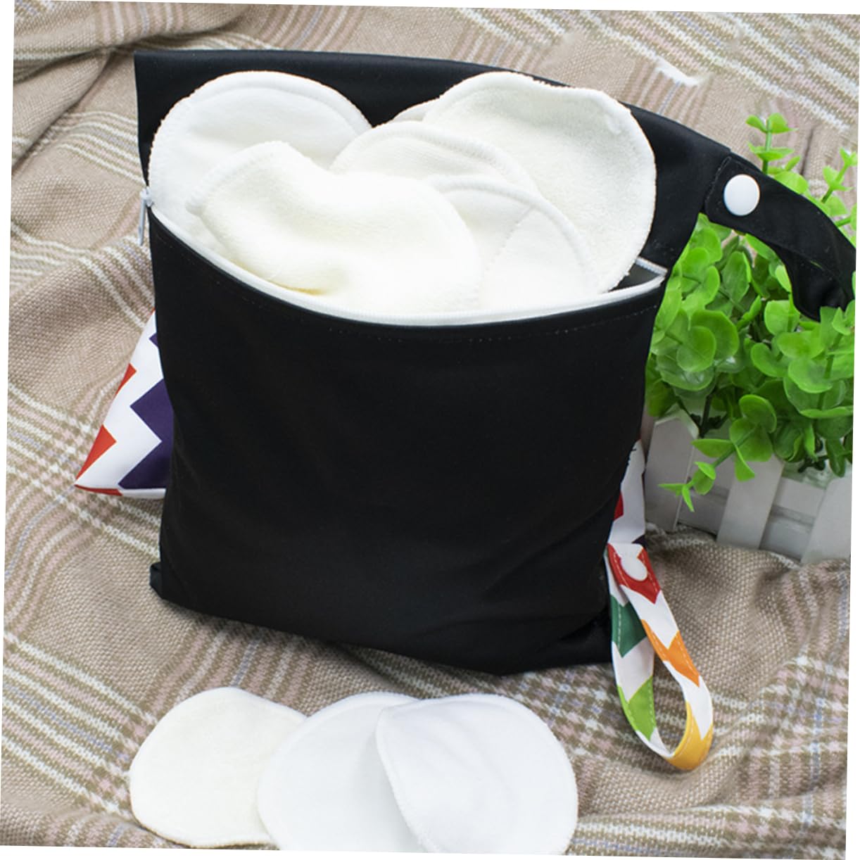 12 Pack Hanging Diaper Storage Bags - Portable PVC Wipes & Makeup Organizer for Baby Care, Travel, and Home Organization