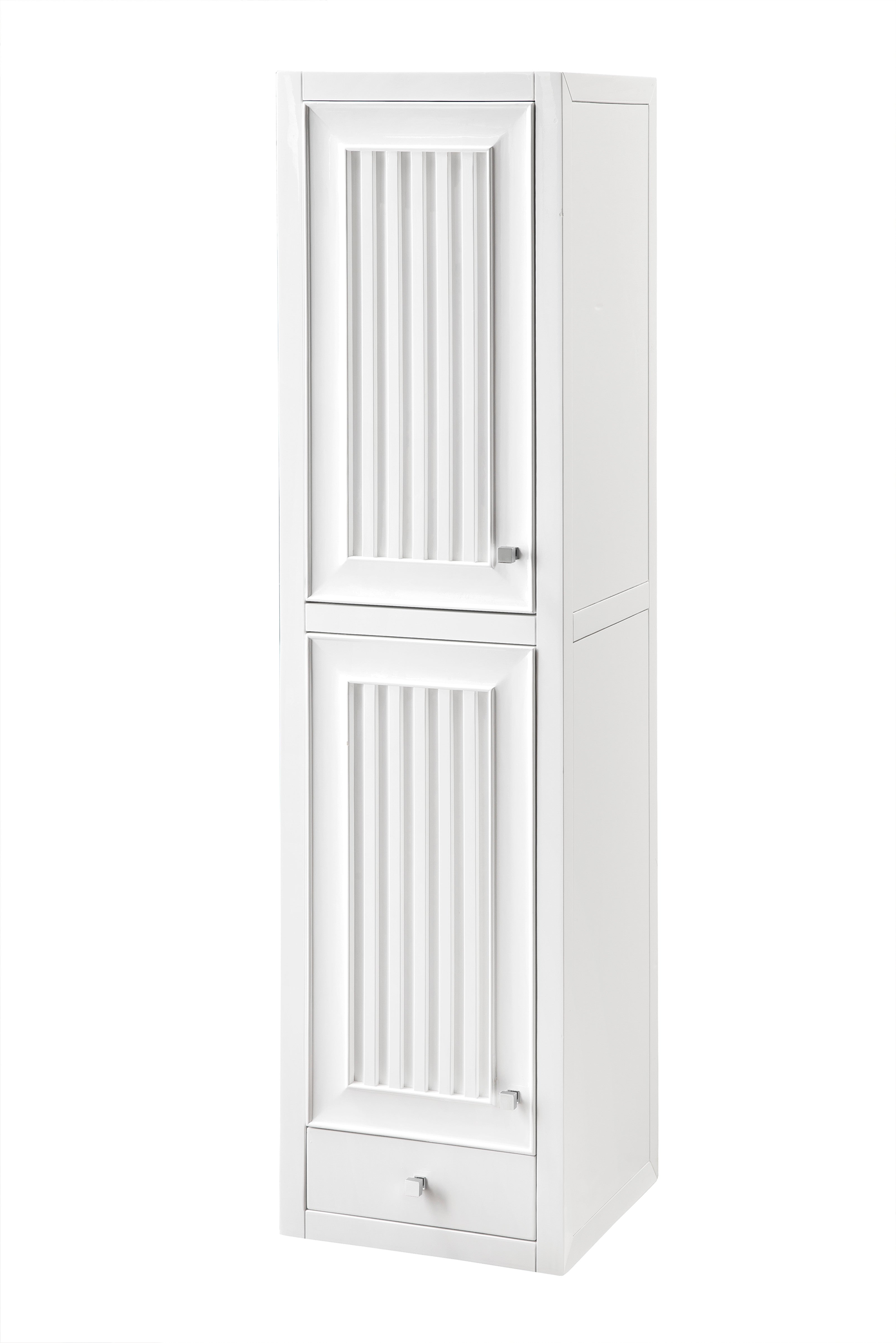 Athens 15 Tower Hutch Left - Glossy White Computer Desk Hutch for Home Office, Gaming & Study - Space-Saving Storage Solution for Books, Files & Office Supplies