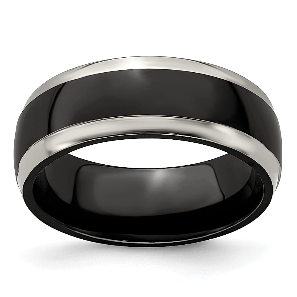 ICE CARATS Edward Mirell Titanium Black 8mm Classic Domed Wedding Band for Men - Durable & Stylish Ring for Grooms, Dads & Gifts - Perfect for Weddings, Anniversaries & Special Occasions