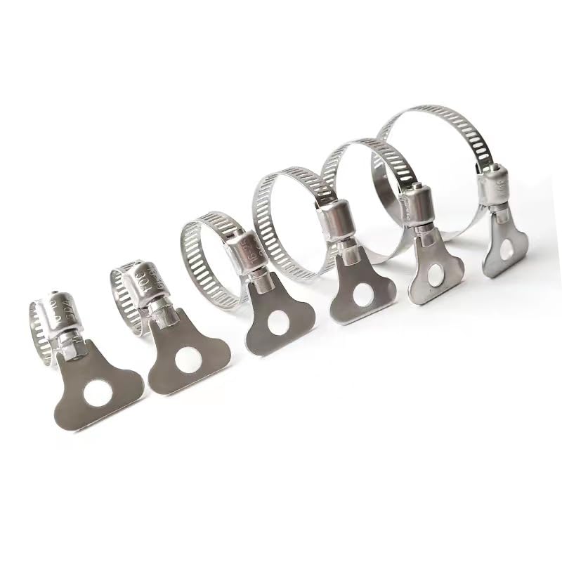10-Piece 304 Stainless Steel Hose Clamp Set - Adjustable Spiral & Key Type Clamps for Plumbing, Automotive, HVAC (6-12mm/1/4