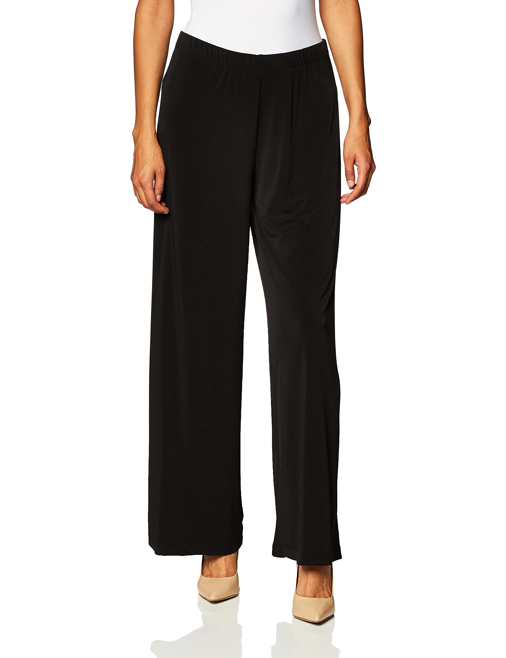 AGB Women's Soft Knit Palazzo Wide Leg Pants - Comfortable Stretchy Lounge Pants for Petite, Standard & Plus Sizes - Perfect for Yoga, Travel & Casual Wear