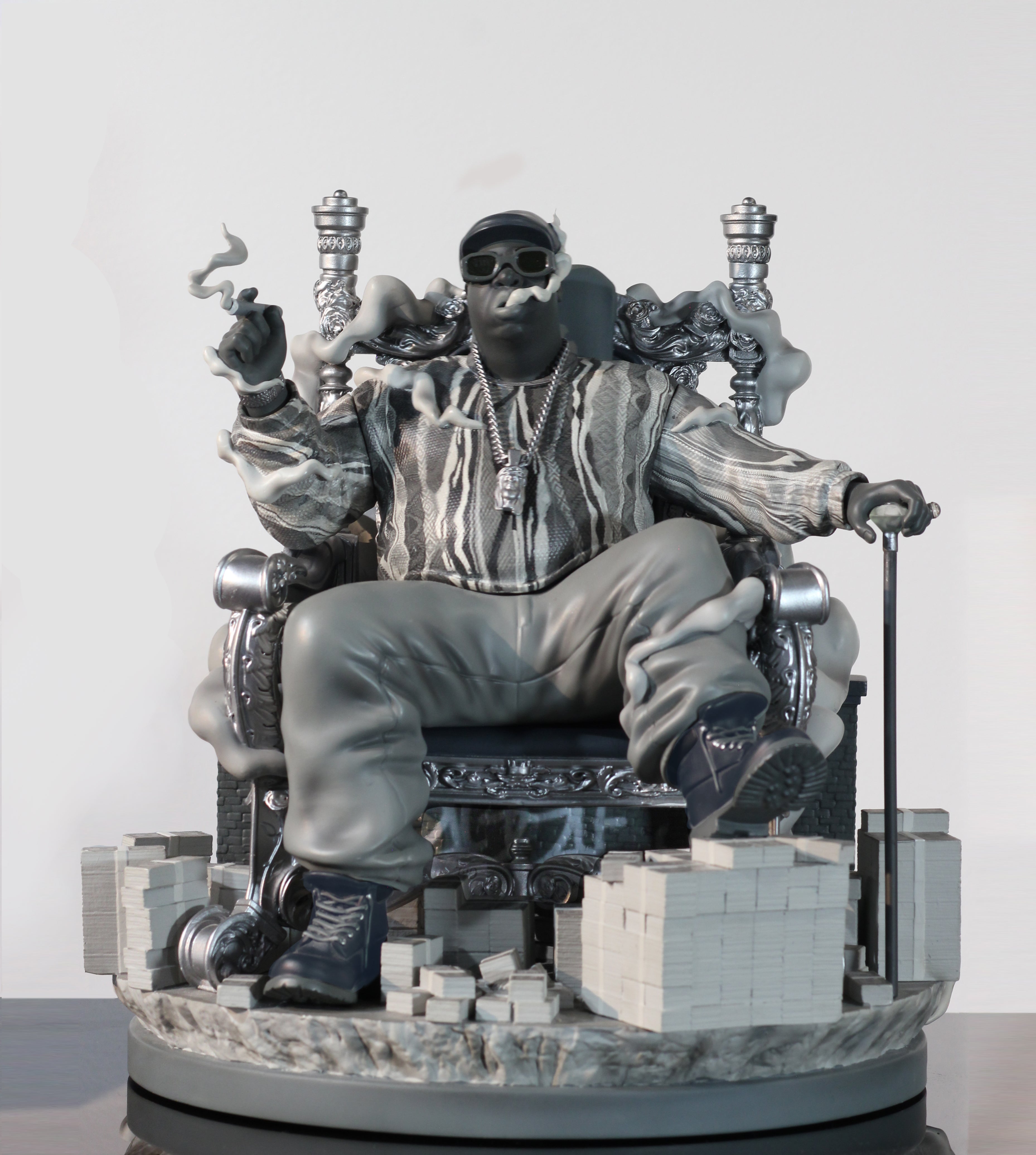 Notorious B.I.G. Cool Grey Version 11-Inch Collectible Statue - Hip Hop Decor for Music Fans & Urban Art Collectors - Perfect for Home, Office & Studio Display