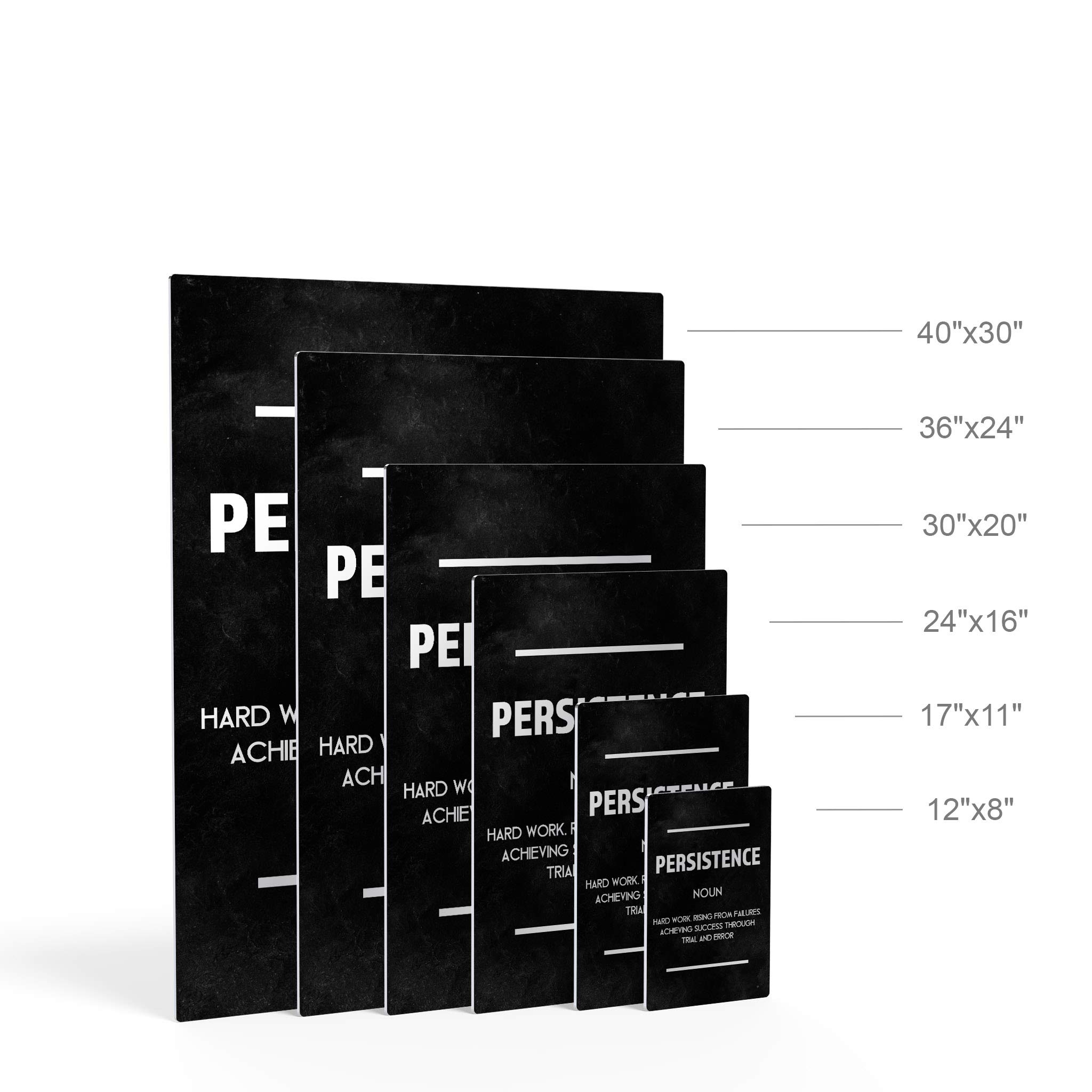 Persistence Definition Dictionary Black Motivational Metal Wall Art - Inspirational Office & Living Room Decor - Entrepreneur Quote Metal Print - Modern Home & Office Wall Hanging - 40x30 Inches - Perfect for Gifts, Work Spaces & Motivational Decor