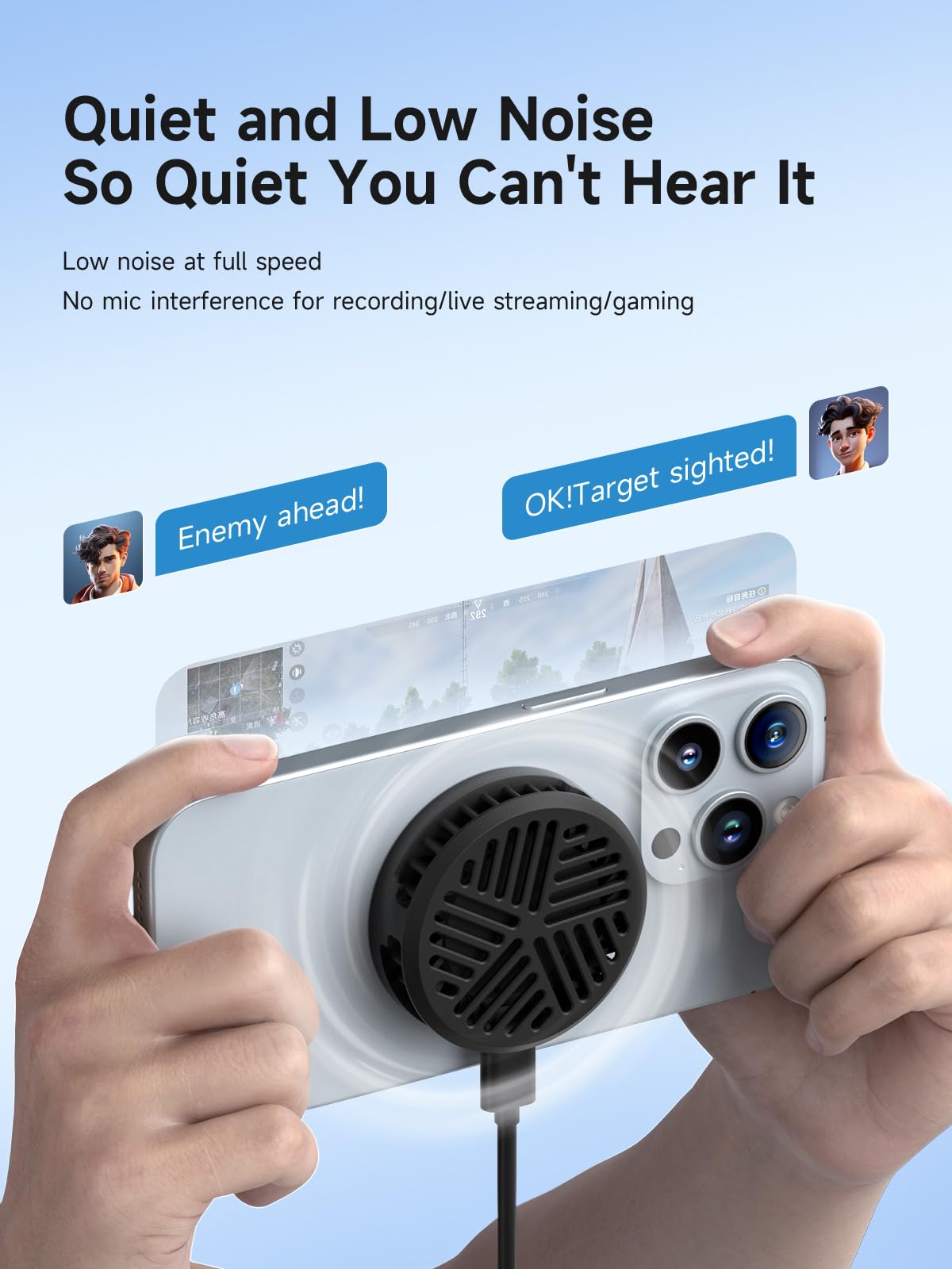 Ultra-Thin Magnetic Phone Cooler with Fan - Portable & Lightweight Cooling Radiator for iPhone 16/15 Pro Max, MagSafe, iPad Pro, Android & Tablets - Perfect for Gaming, Streaming & Overheating Protection (Black)