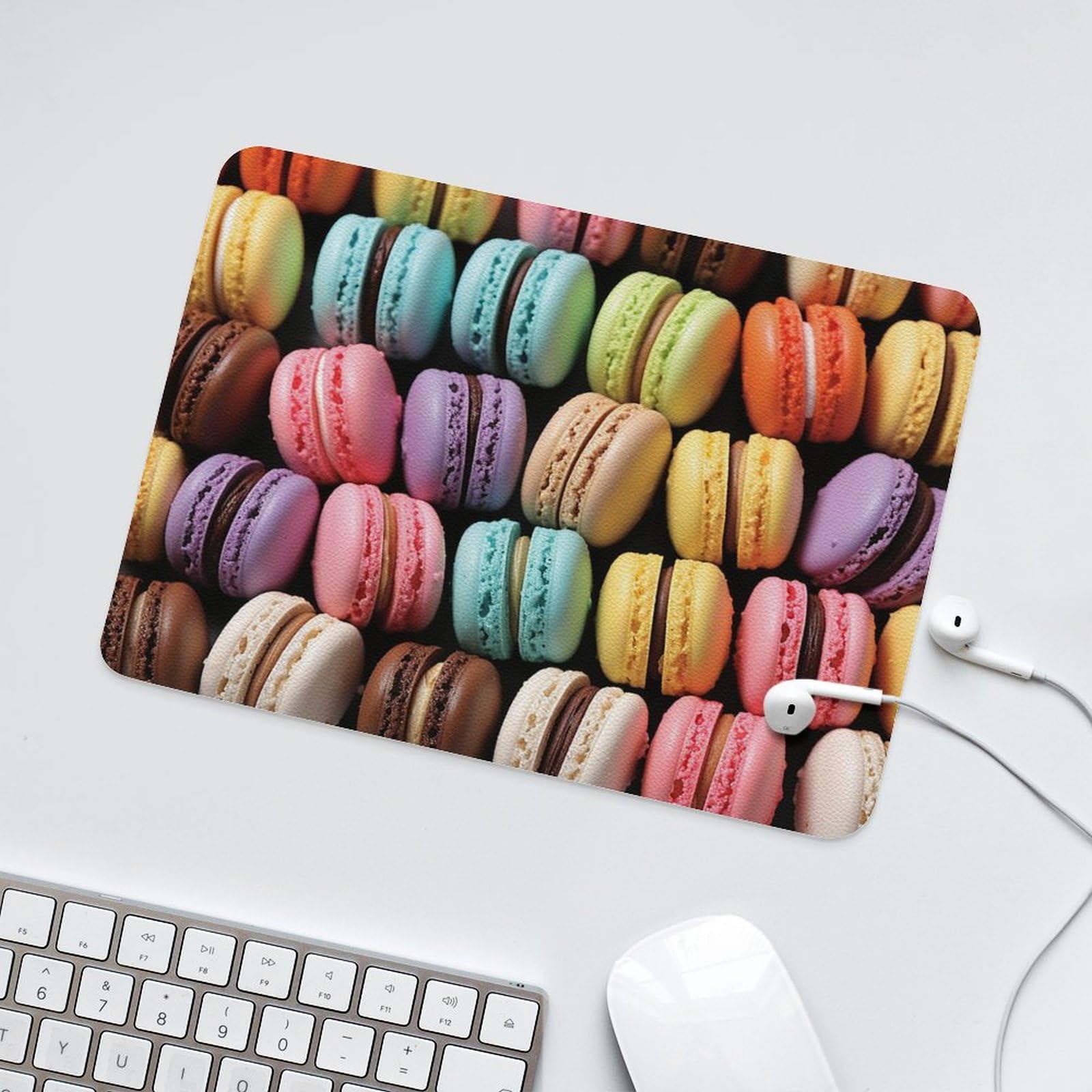 Personalized Macaron Biscuit Leather Mouse Pad - Non-Slip Gaming & Office Desk Mat for Computers, Laptops - Perfect for Home, Work & Gaming Setup