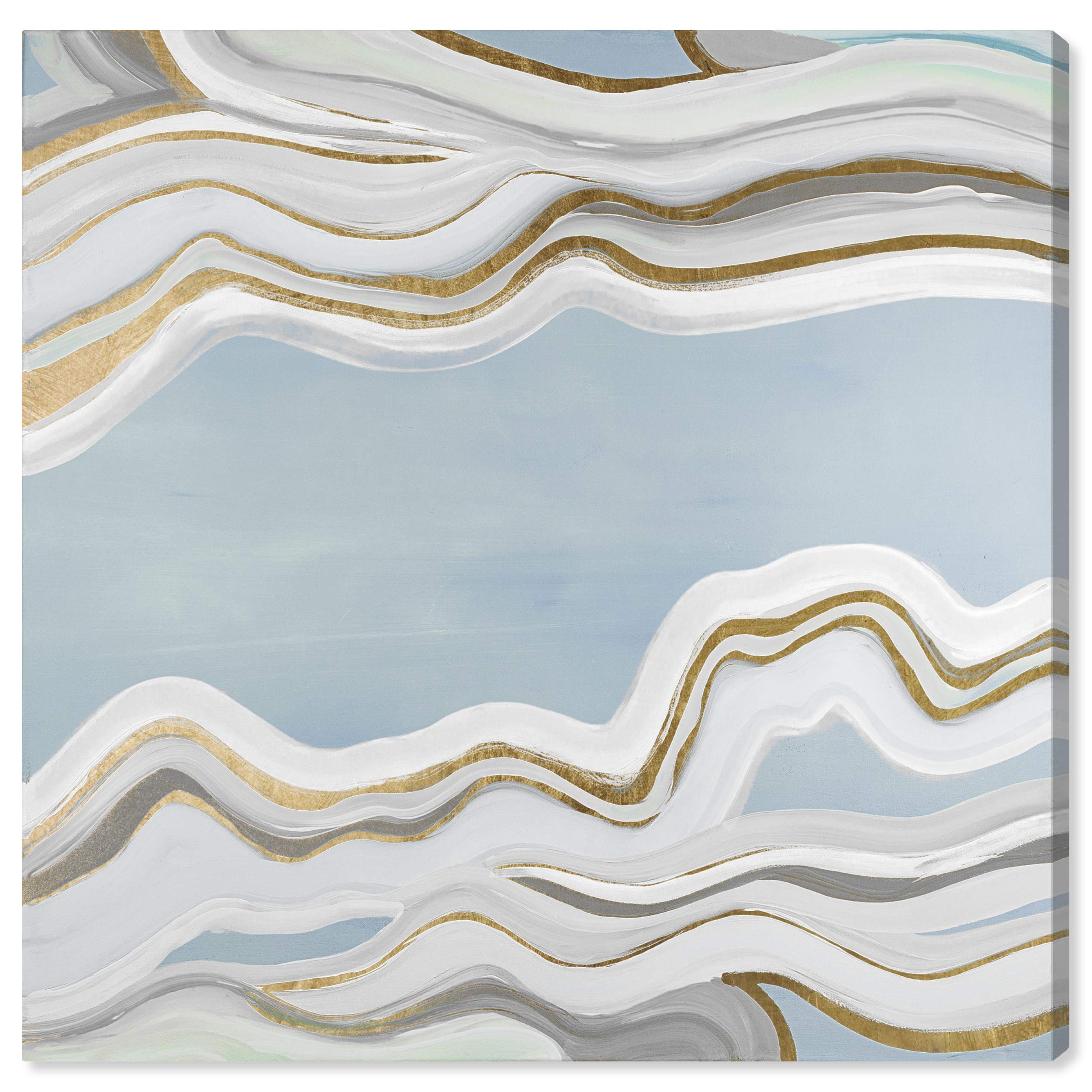Abstract Wall Art Canvas Prints 'Glacier Flow' - Blue & Gold Modern Home Decor - 30