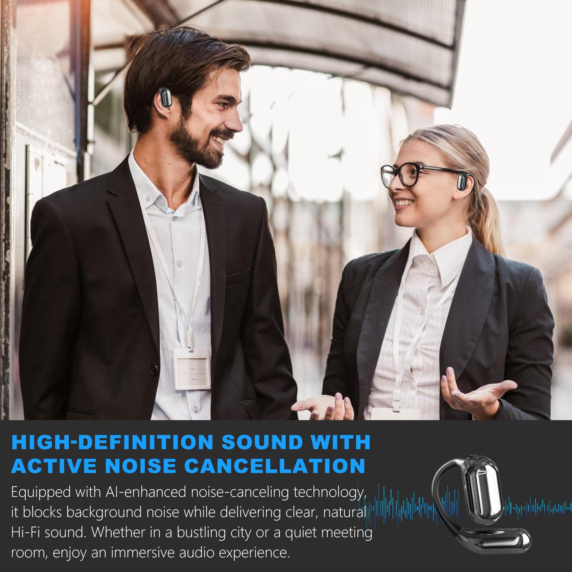 AI Translation Earbuds Wireless Bluetooth Earbuds with Real-Time Language Translator - 144 Languages Support, Full-Color LCD Touchscreen, Noise Cancelling for Business Meetings, Travel & Language Learning
