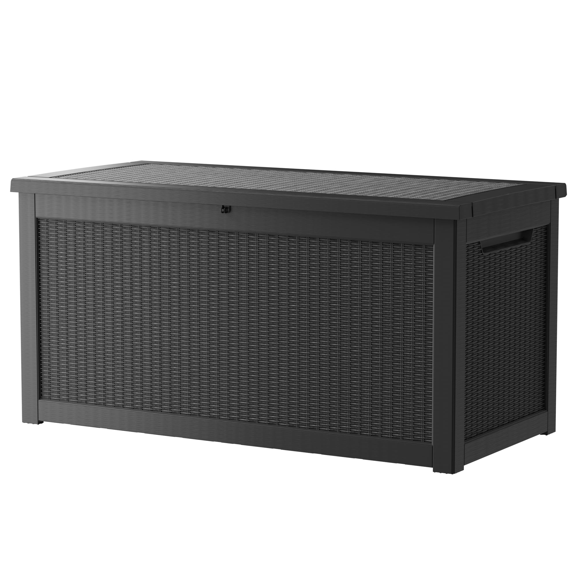 260 Gallon Lockable Resin Deck Box - Waterproof & UV-Resistant Outdoor Storage Container for Patio Cushions, Pool Toys, and Garden Tools | Durable Black Deck Box for Backyard, Poolside & Porch Organization