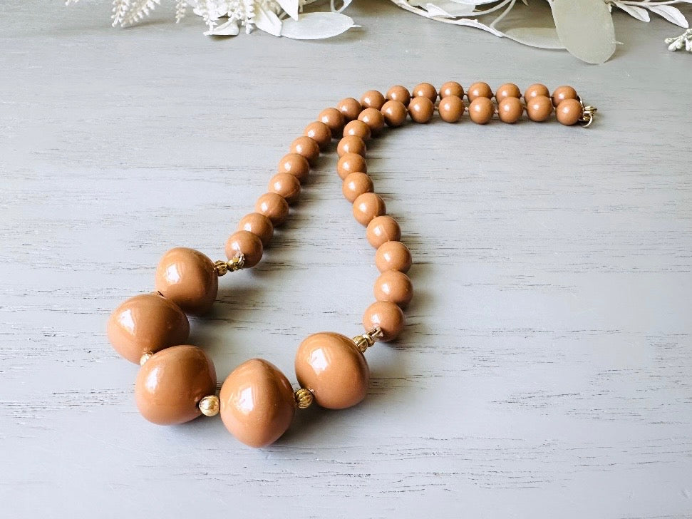 Vintage Park Lane Necklace - 1980s Caramel Brown Beaded Jewelry for Women | Elegant Retro Accessory for Parties, Weddings & Special Occasions