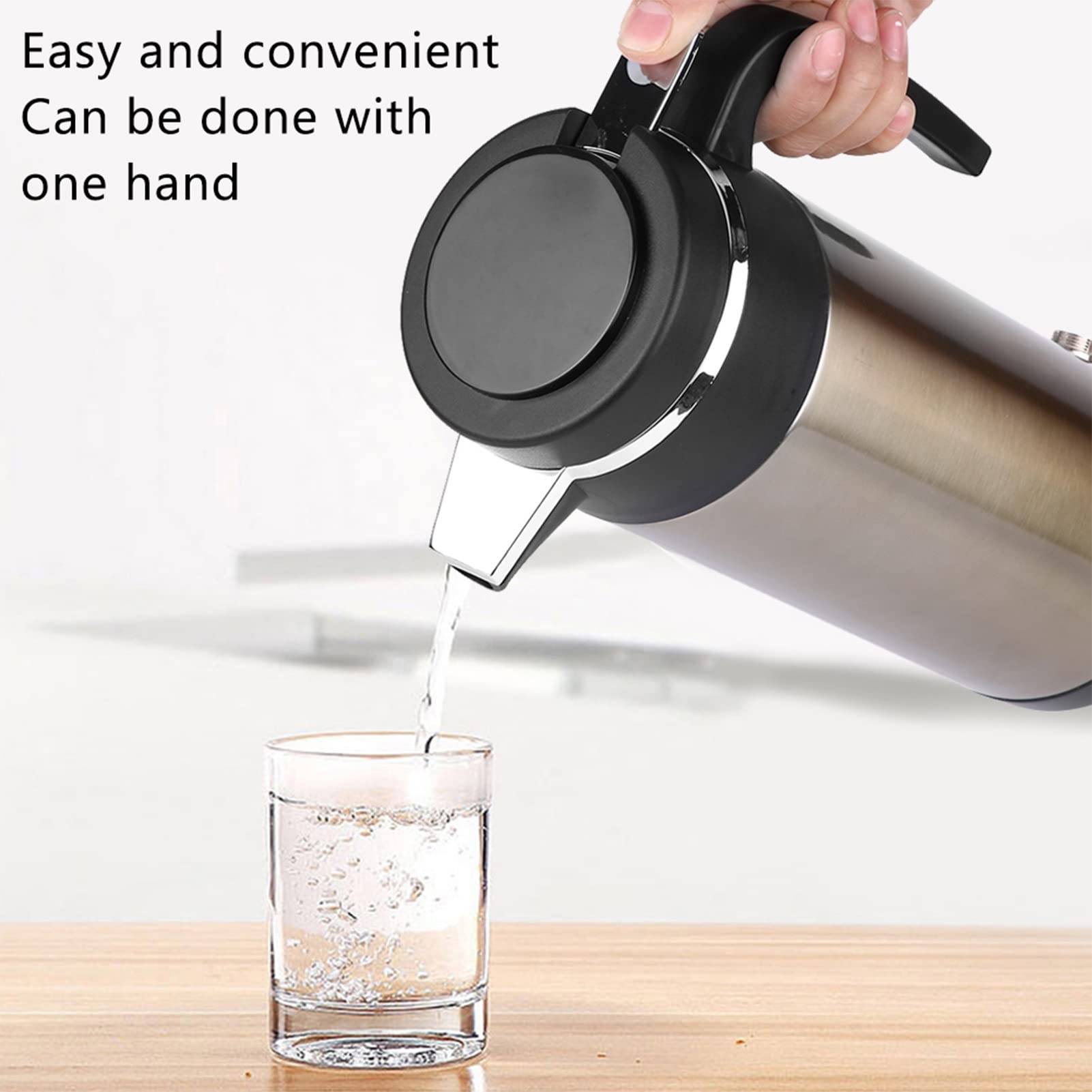 Acouto 12V Car Electric Kettle 1000ML Stainless Steel Portable Travel Kettle - Fast Heating Water Bottle for Coffee, Tea & Baby Formula - Perfect for Road Trips, Camping & Office Use