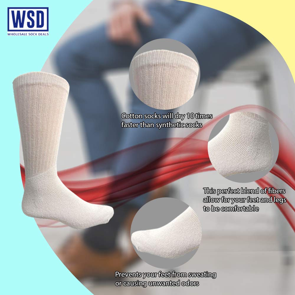 12 Pairs Men's Crew Socks Bulk Pack - Soft Cotton Comfort Socks for Men Size 10-13 - Perfect for Work, Sports & Everyday Wear