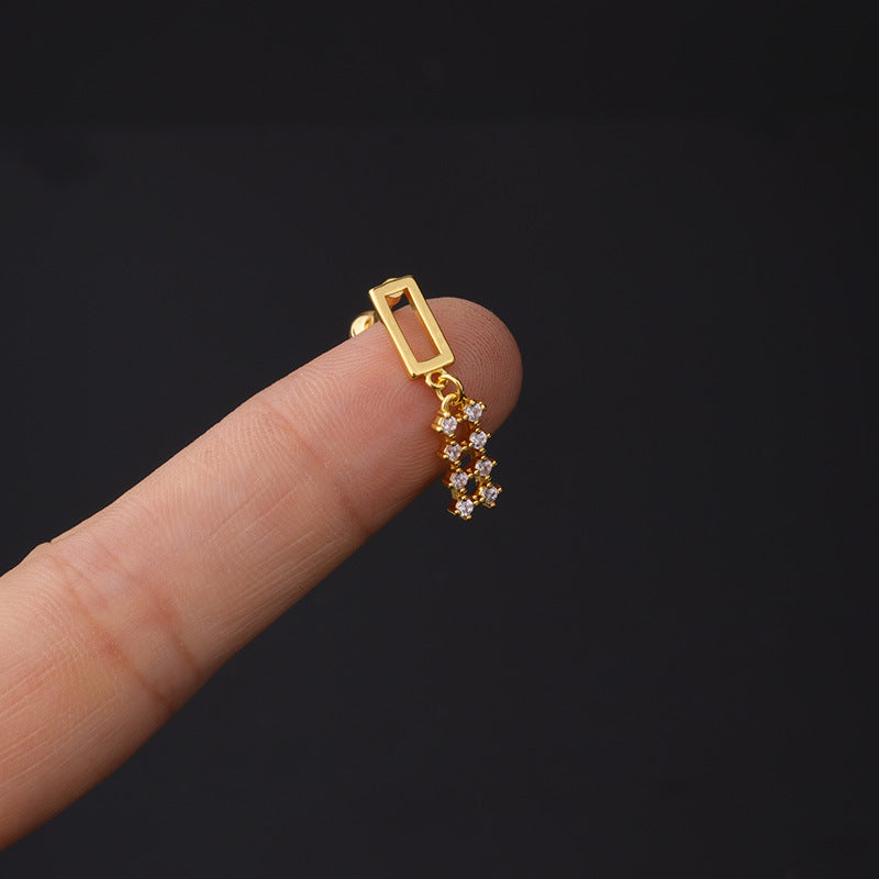 16G Geometric Daith Gold Stud Earrings for Women - 14K Gold Plated Cartilage Piercing Jewelry - Perfect for Daily Wear, Parties & Gifts | HSPJ333