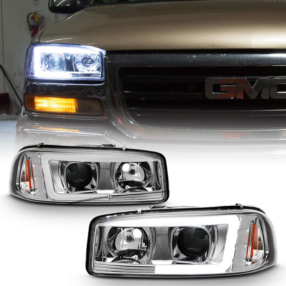 ACANII LED Projector Headlights for 1999-2006 GMC Sierra Yukon Denali - Bright White Light Tube Headlamps Pair (Driver & Passenger Side) - Perfect for Night Driving & Off-Road Adventures