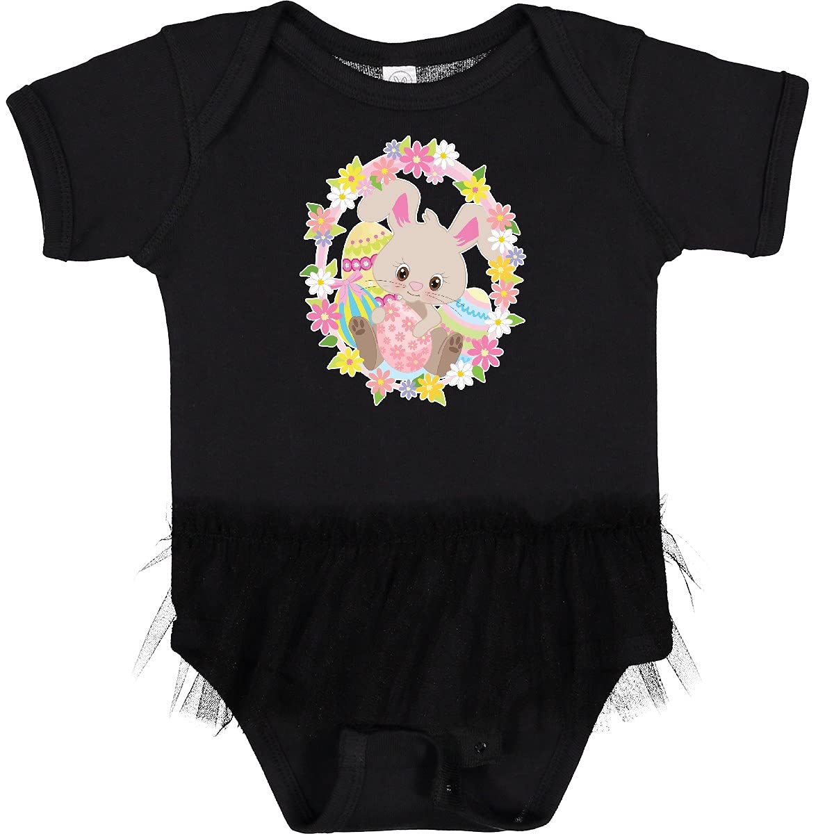 Inktastic Easter Bunny with Flowers and Eggs Baby Tutu Bodysuit - Adorable Outfit for Easter Photos, Baby Showers & Holiday Celebrations