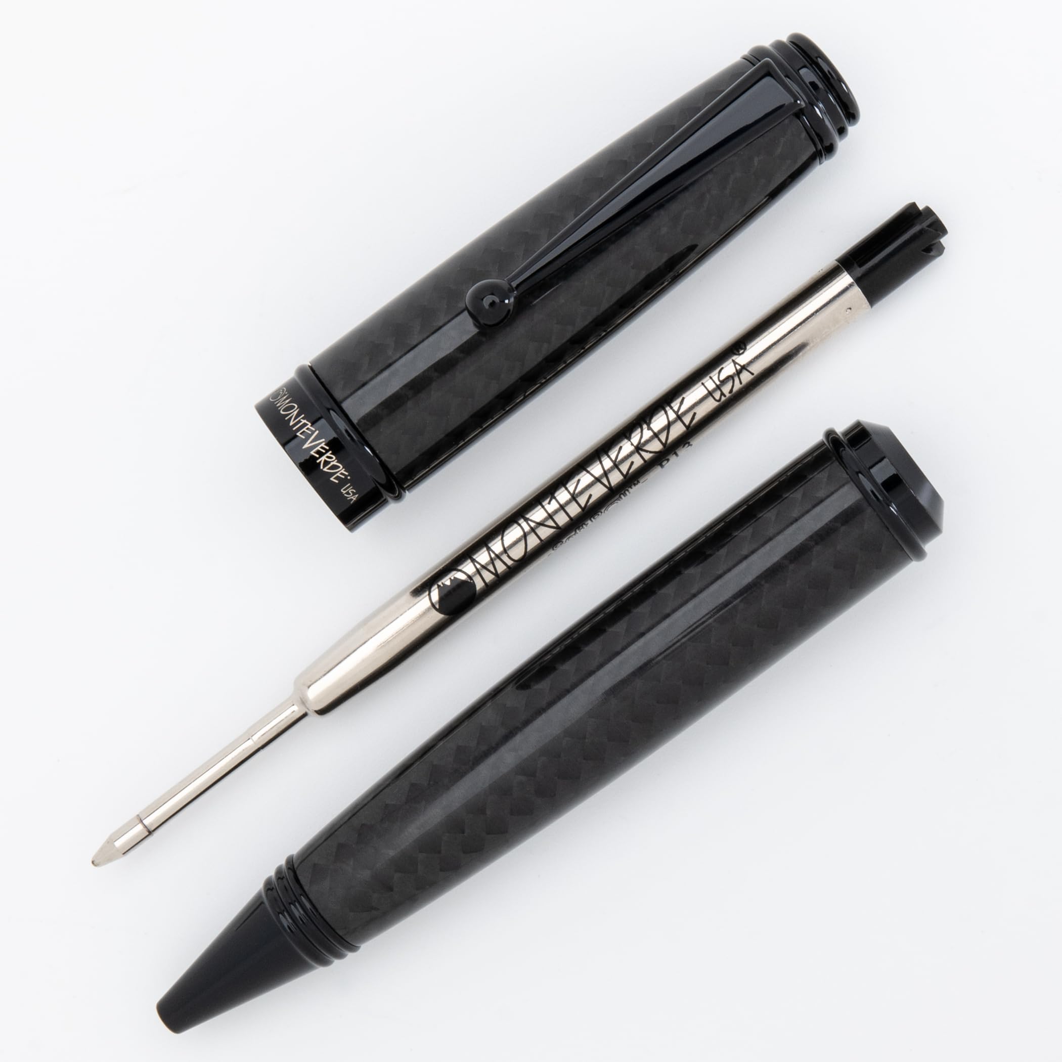 MONTEVERDE Invincia Deluxe Ballpoint Pen - Premium Black Carbon Fiber Design for Smooth Writing | Luxury Office & Executive Gift for Professionals
