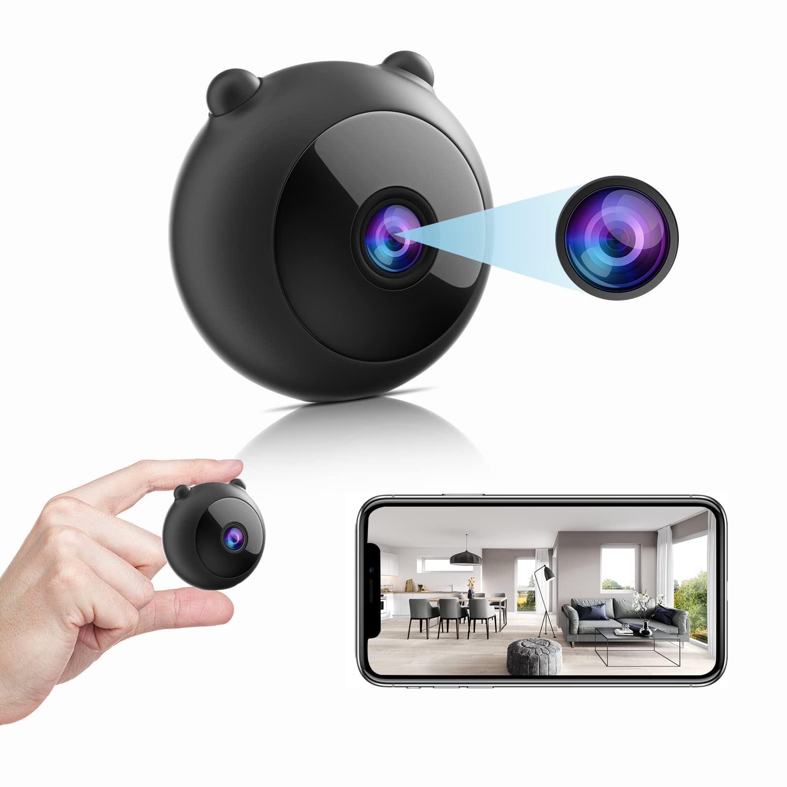 Mini Spy Camera 1080P HD - WiFi Hidden Camera with Night Vision & Motion Detection | Portable Nanny Cam for Home Security | App Remote Access Indoor Surveillance | Perfect for Baby Monitoring, Pet Watching & Office Security