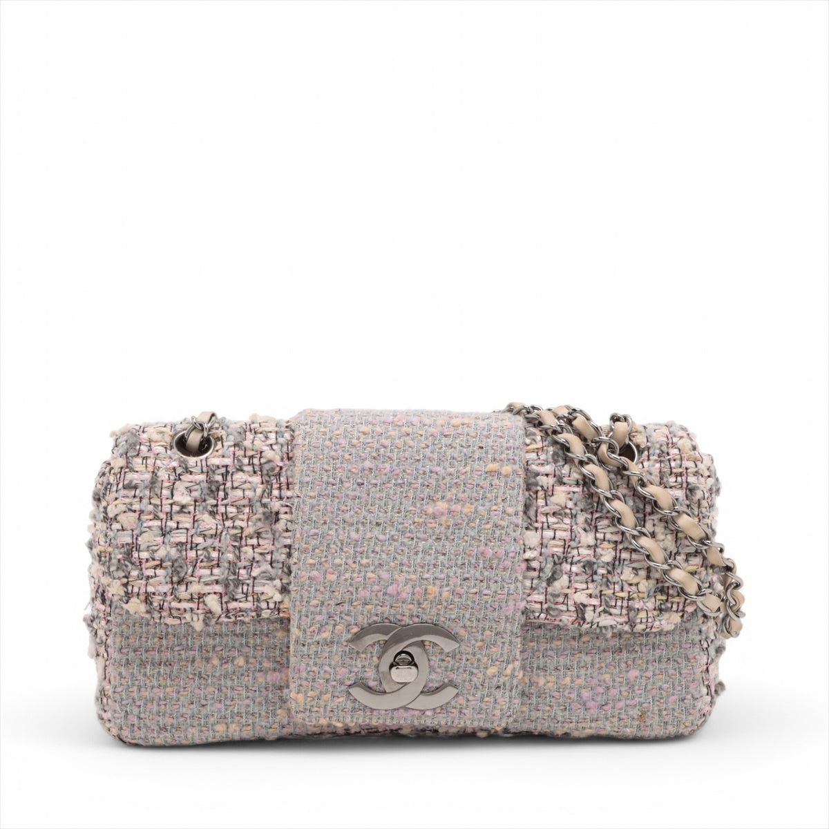 Chanel CC Logo Tweed Chain Shoulder Bag in Gray - Luxury Designer Crossbody Purse for Women | Perfect for Parties, Date Nights & Special Occasions