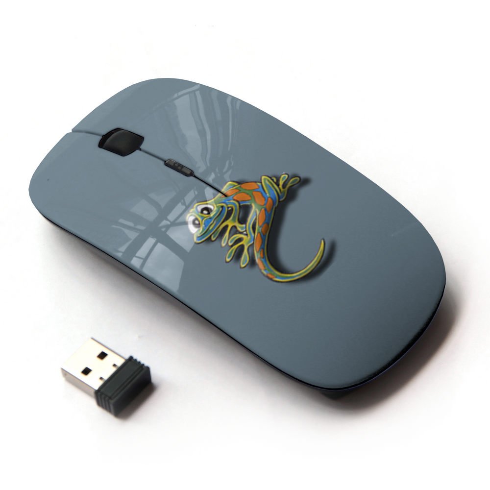2.4G Wireless Optical Mouse - Cute Minimalist Gecko Lizard Design for Laptop, PC, Office & Gaming | Ergonomic Portable Computer Mouse for Work & Travel