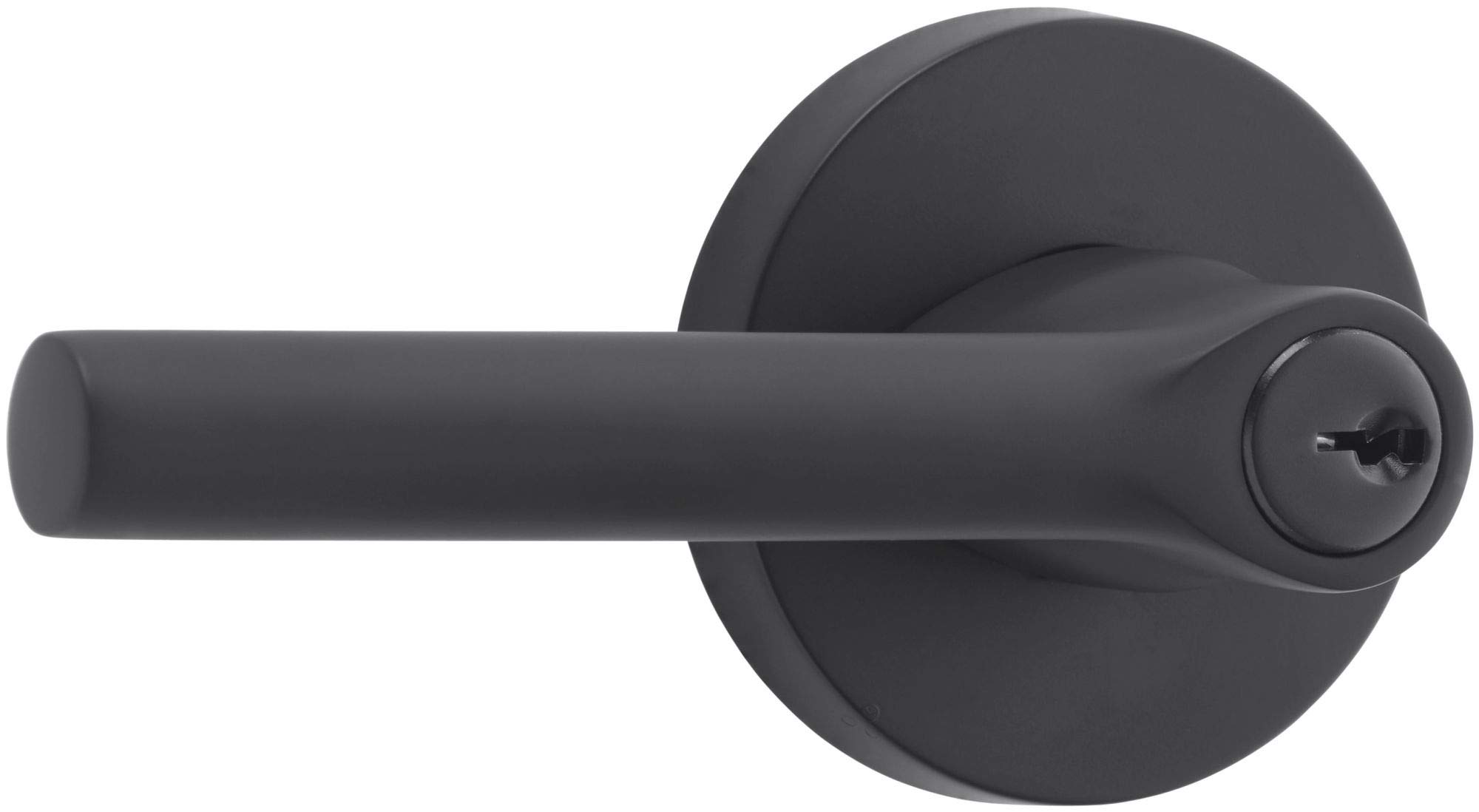 Baldwin ENTUBCRR190 Single Cylinder Keyed Entry Door Lever Set with Contemporary Round Rose - Secure & Stylish Entry for Homes, Offices & Apartments