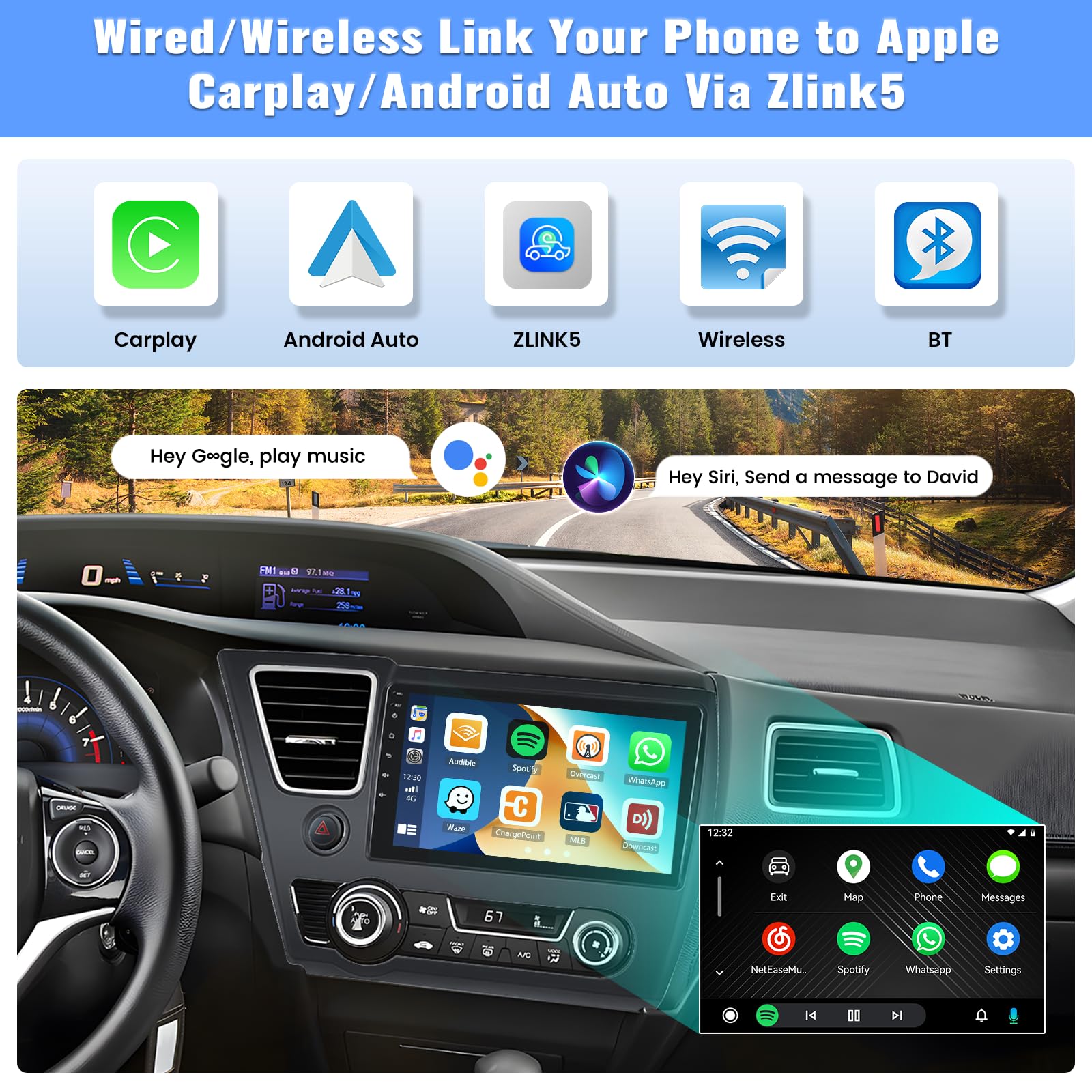 2GB RAM 64GB ROM Android 13 Car Stereo for Honda Civic 2013-2017 | 9