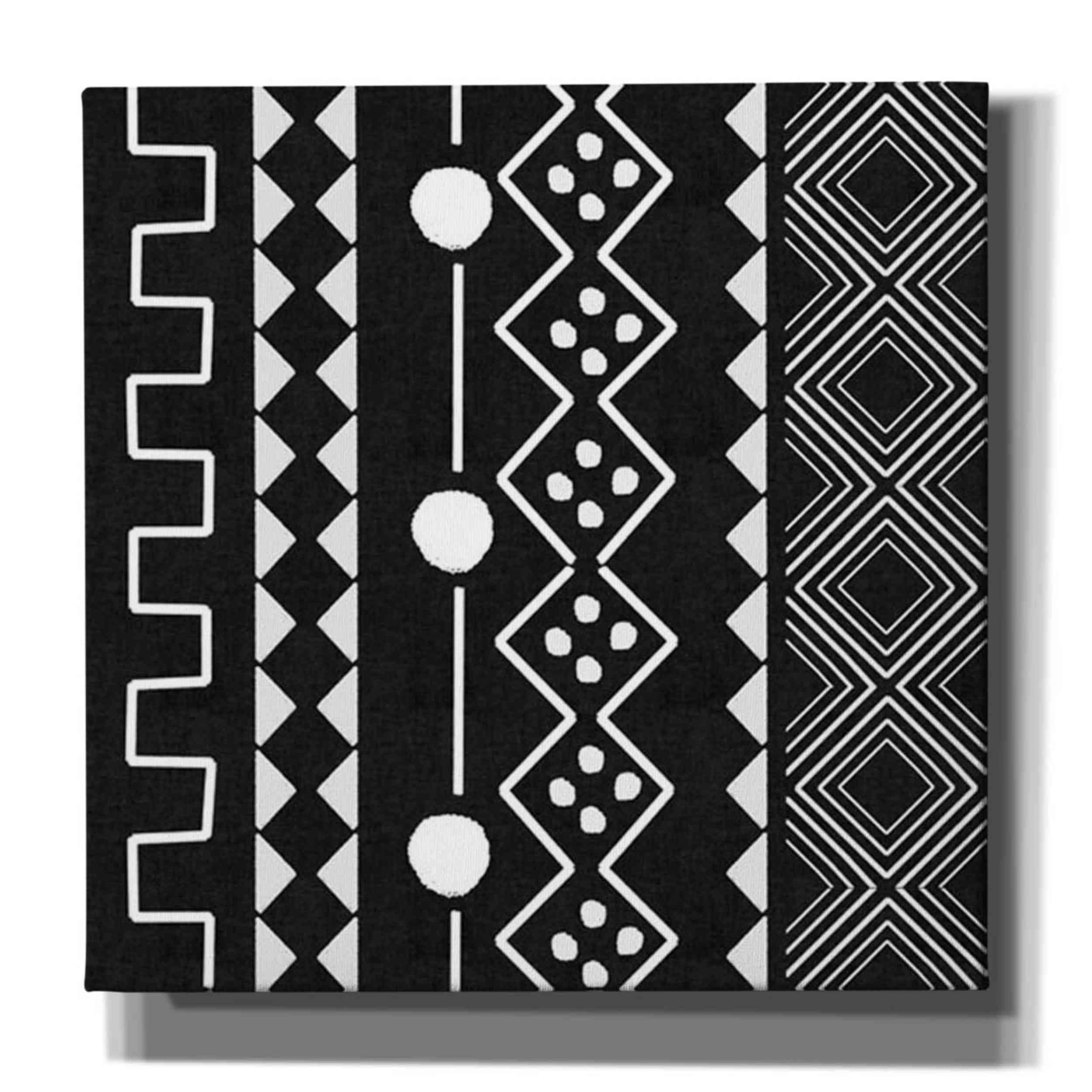 Linda Woods Mud Cloth V Canvas Wall Art - 26x26 Inches African Boho Home Decor for Living Room, Bedroom & Office