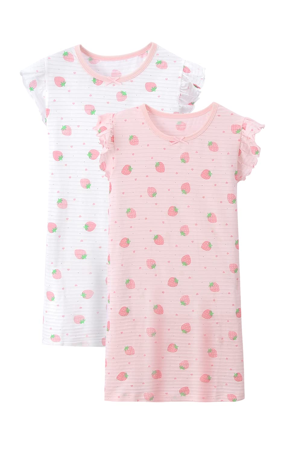 BANGSAAR Girls' Cotton Summer Night Sleep Dress for Kids 3-12 Years - Soft & Comfortable Pajama Dress for Bedtime, Sleepovers & Loungewear