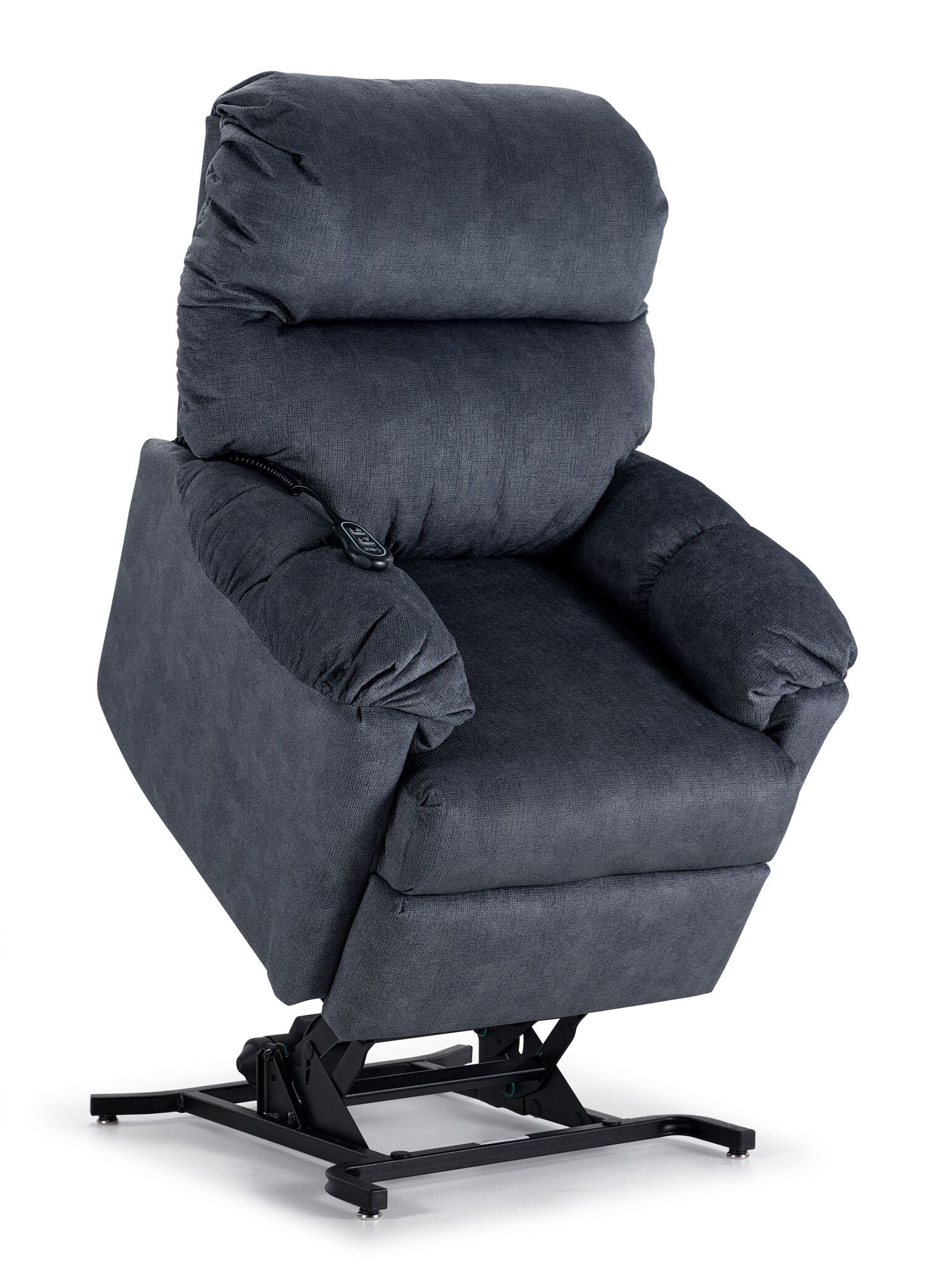 Power Lift Recliner Chair for Elderly - Slate Blue Electric Massage Recliner with Heat & USB Charging - Comfortable Lift Chair for Living Room, Bedroom & Home Theater