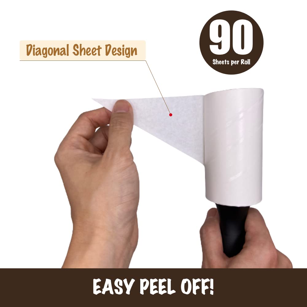 Pet Hair Lint Roller - Sticky Fur Remover for Clothes, Dog & Cat Hair - 360 Sheets Reusable - Perfect for Home, Office & Travel