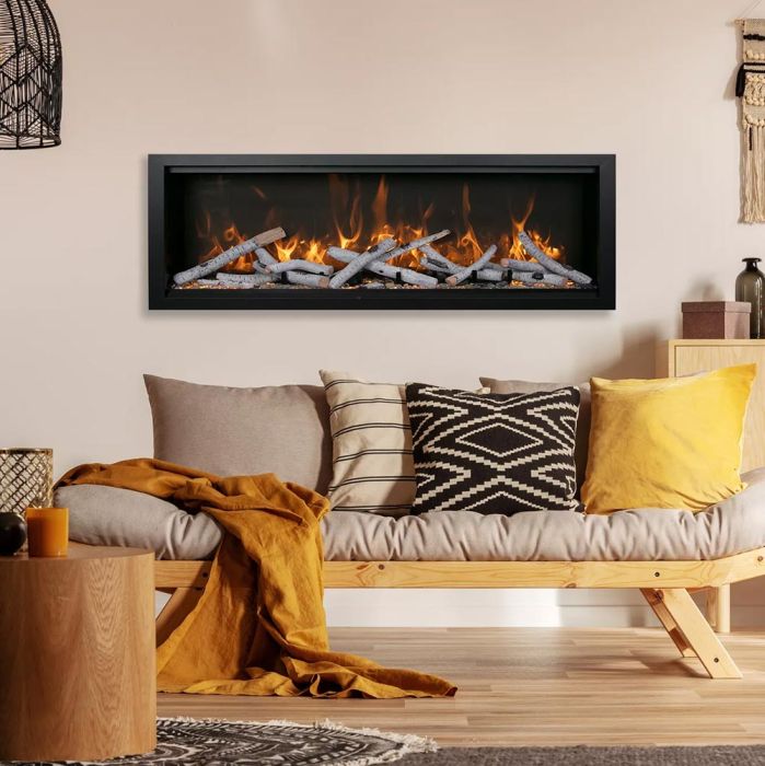 Amantii Symmetry Custom Electric Fireplace - Modern Wall Mounted Heater with Realistic Flame Effect for Living Room, Bedroom & Office