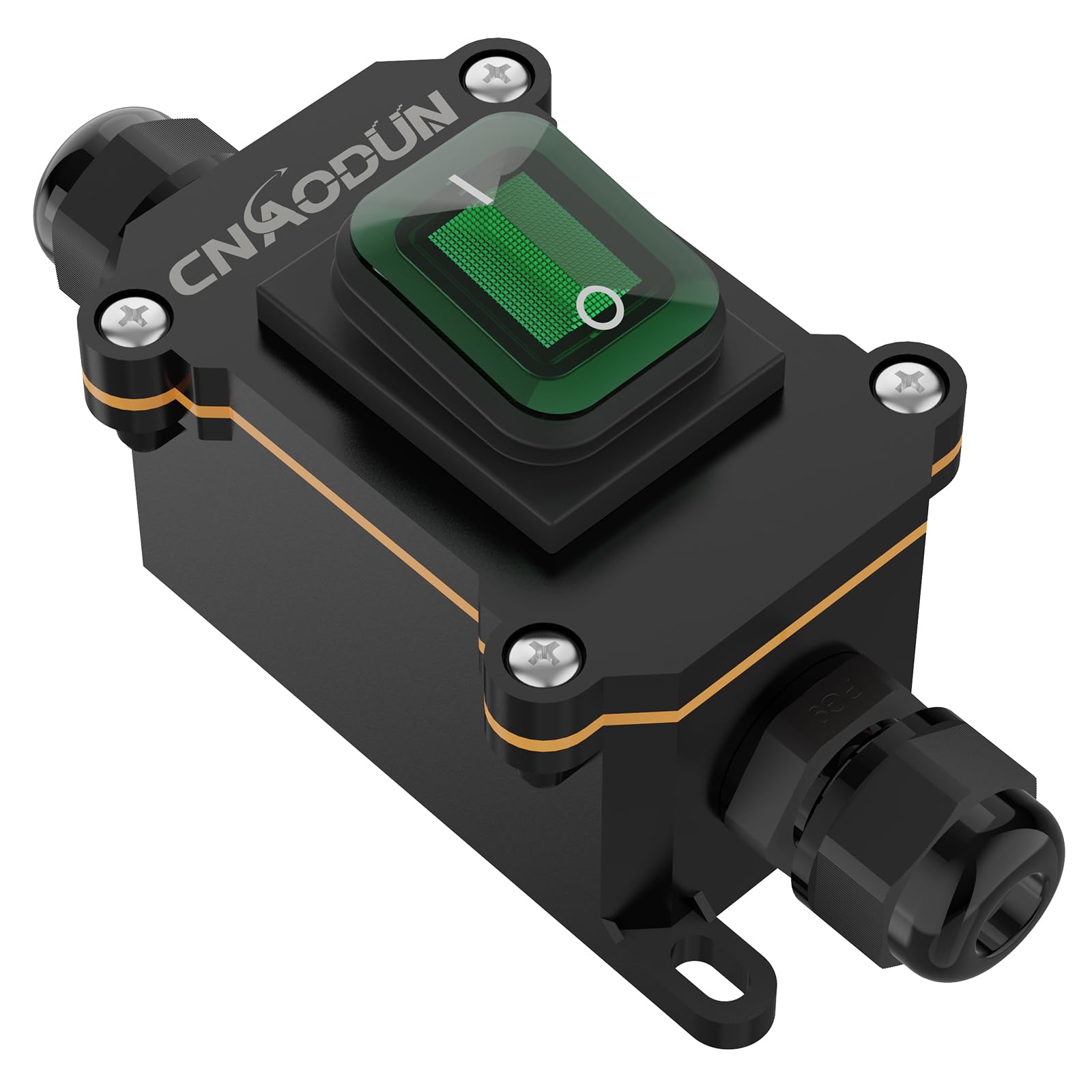 20A-125V 16A-250V AC Waterproof Rocker Switch with Green LED Light, DPST Double Outlet Toggle Switch, IP66 Rated for Outdoor Use - Perfect for Marine, RV, and Industrial Electrical Applications