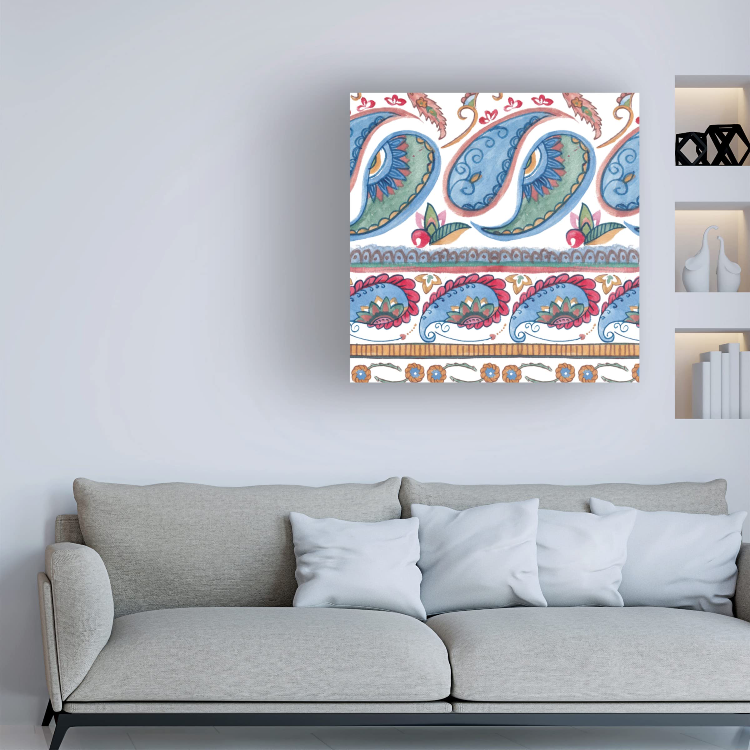 Trademark Fine Art 'Paisley Doodle I' Canvas Wall Art by Melissa Wang - Modern Abstract Painting for Living Room, Bedroom & Office Decor