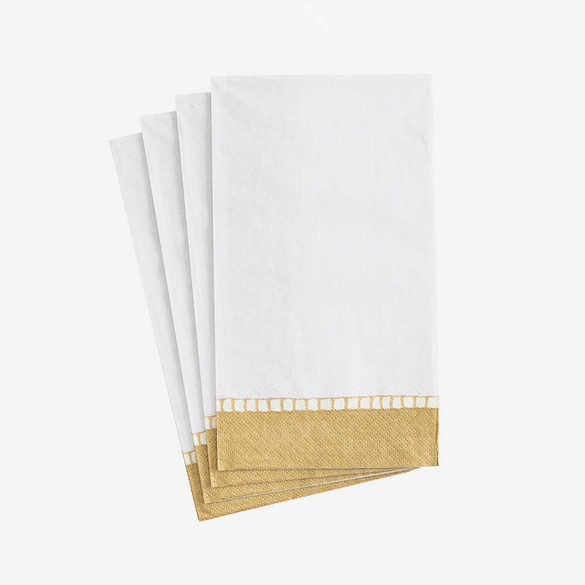 Caspari Premium Linen Border Paper Napkins - Elegant Disposable Dinner Napkins for Parties, Weddings & Formal Events