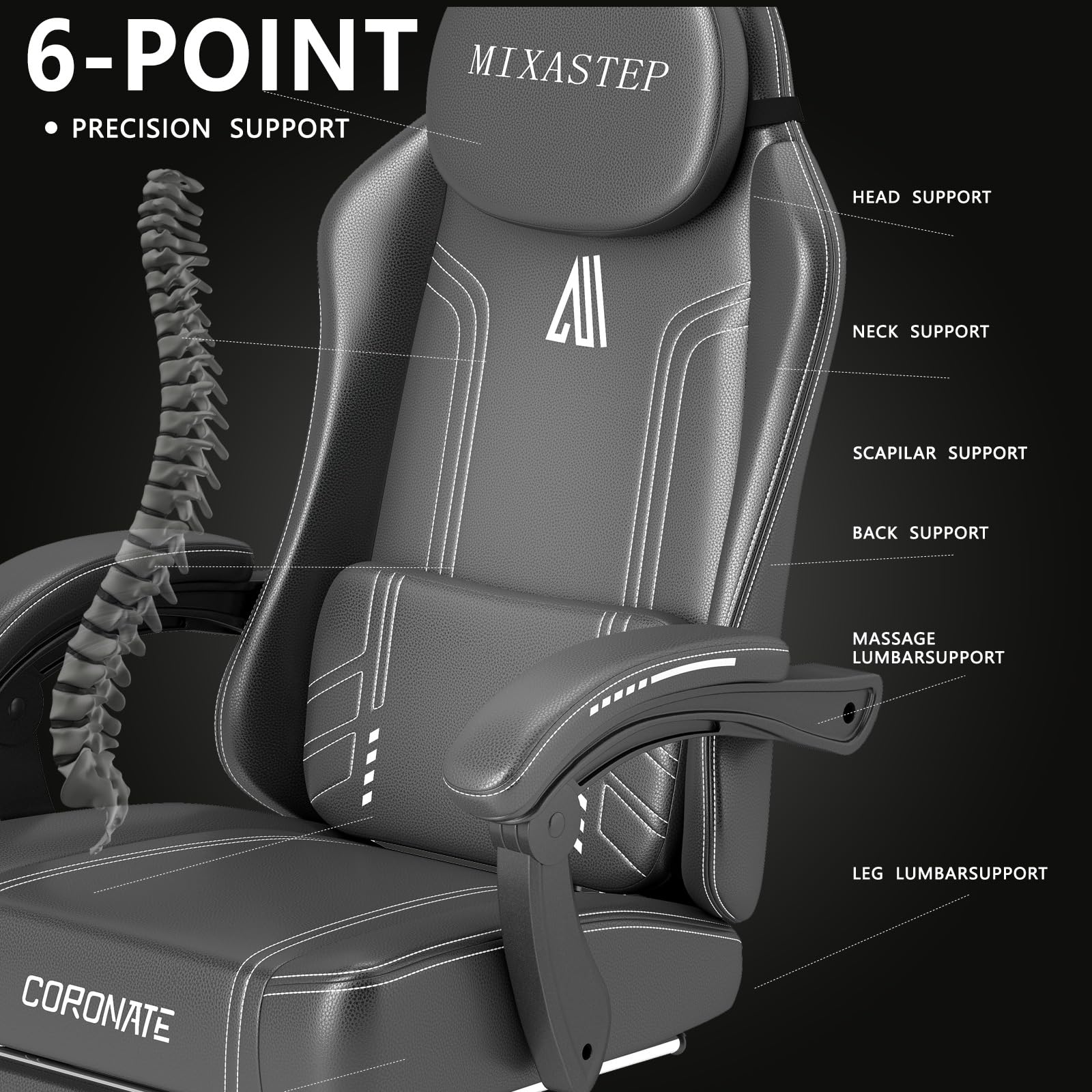 Ergonomic Gaming Chair for Adults with Footrest & Lumbar Support - Large Reclining Swivel Office Chair for PC/Computer Gaming (135KG Weight Capacity, White) - Perfect for Esports, Streaming & Home Office Workspace