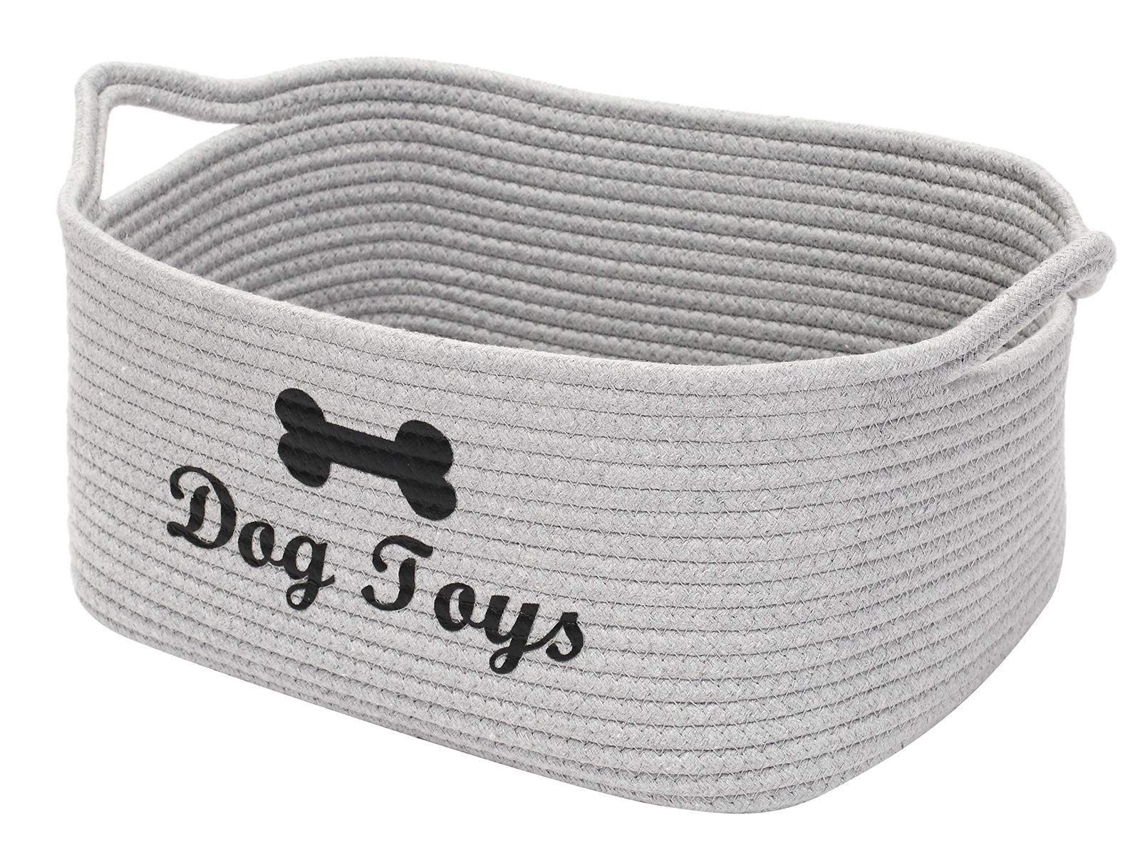 Geyecete Woven Rope Dog Toy Storage Basket - Cube Organizer for Pet Toys, Small Items, Towels & Closet Organization - Pure Gray | Perfect for Living Room, Bedroom & Pet Play Area
