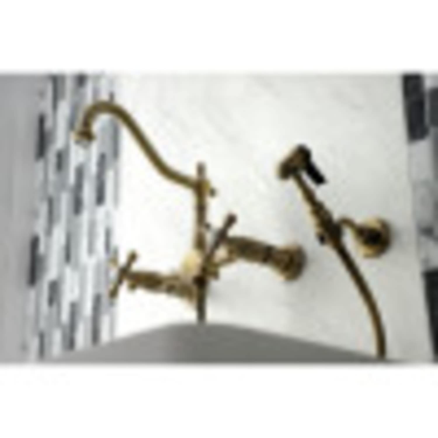 Kingston Brass KS1248AXBS Heritage Bridge Kitchen Faucet - Brushed Nickel Finish, 8.5