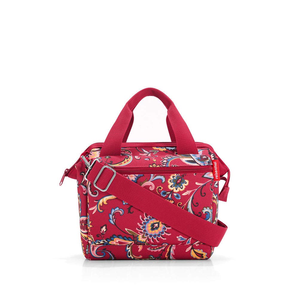 Reisenthel Allrounder Cross Handbag - Structured Cross-body Carryall Bag in Paisley Ruby Print | Stylish & Functional for Work, Travel & Everyday Use