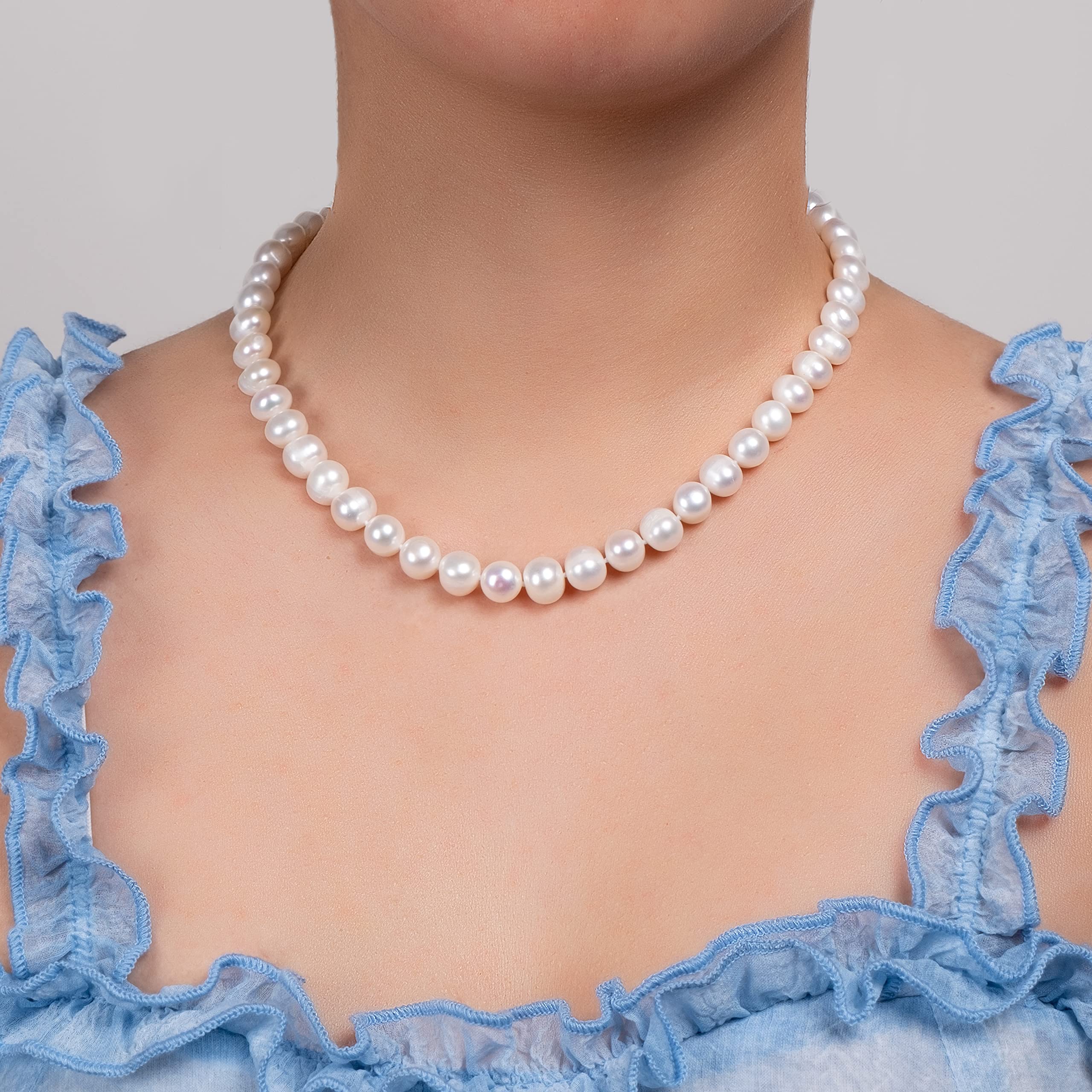 AAAAA Grade Genuine Freshwater Cultured Pearl Necklace for Women - Elegant Fine Jewelry Gift for Her - Perfect for Weddings, Anniversaries & Special Occasions