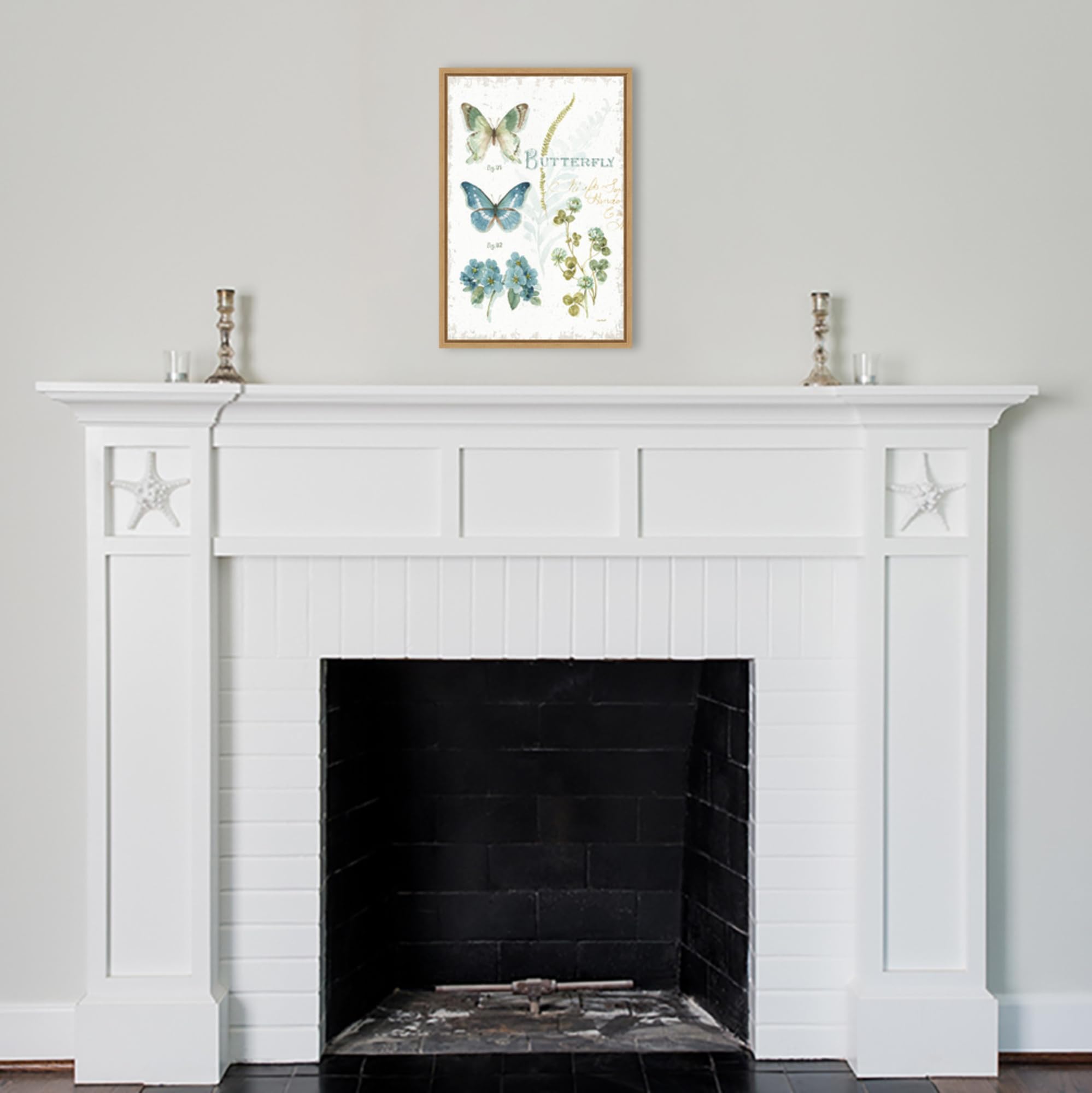 Amanti Art Framed Canvas Wall Art 23x16 - My Greenhouse Botanical Butterfly by Lisa Audit, Modern Floral Animal Painting, Framed Canvas Artwork for Living Room, Bedroom, Office Decor | Perfect for Home, Office & Gift Giving