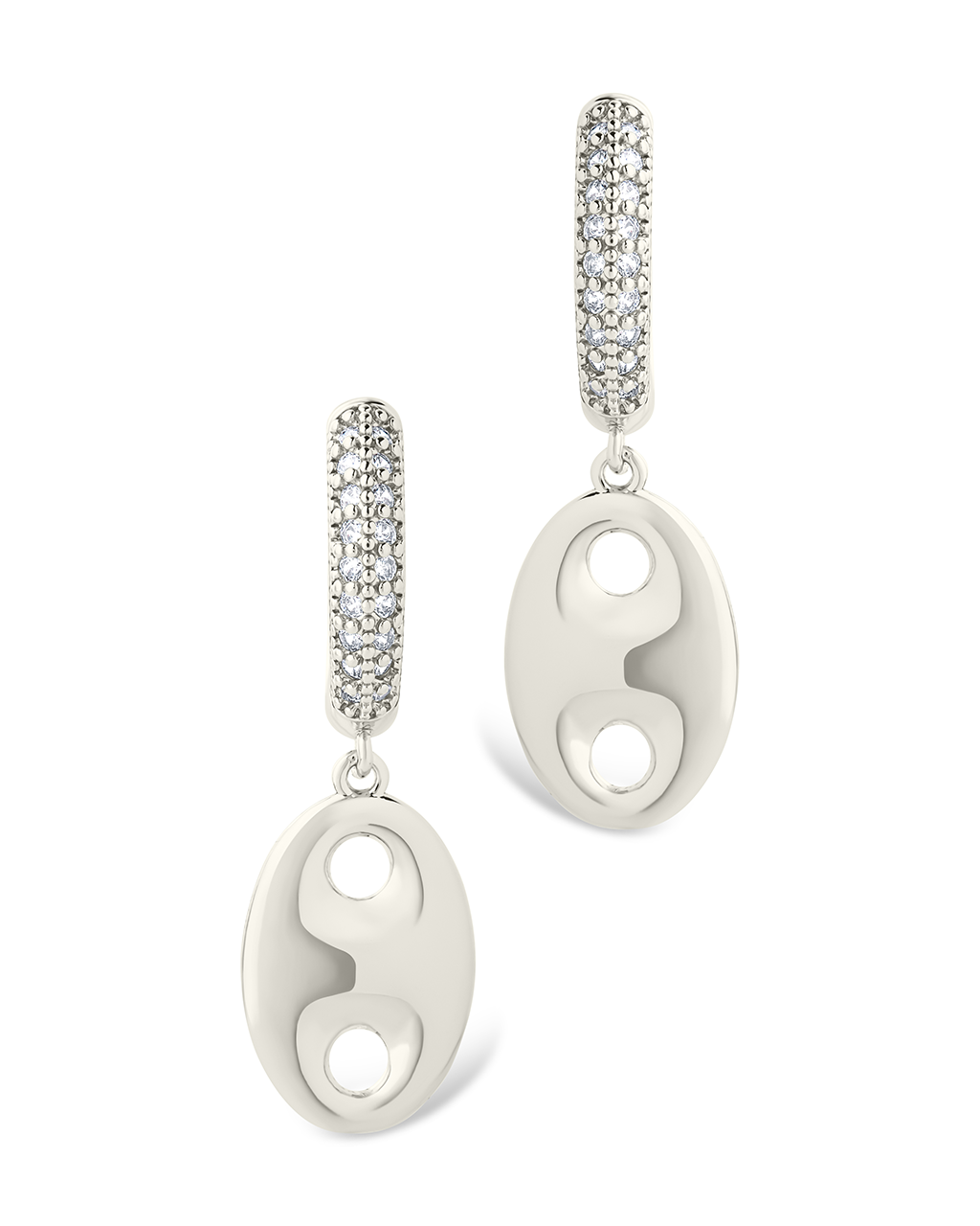 Bliss CZ Anchor Chain Micro Hoop Earrings for Women - 14K Gold Plated Tiny Hoop Earrings with Cubic Zirconia - Perfect for Everyday Wear, Office & Date Night