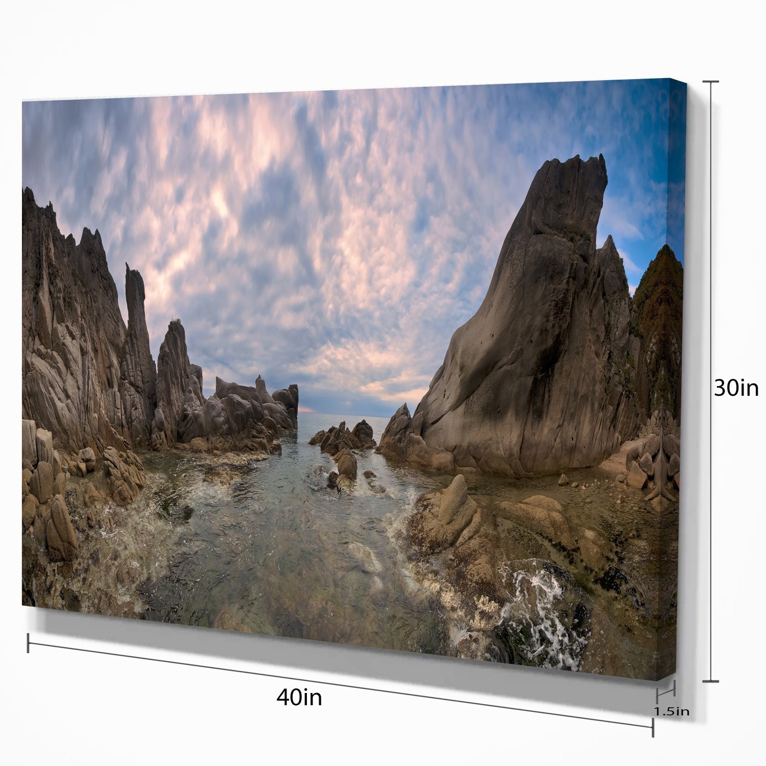 Rocky Beach East Sea Overcast Day Landscape Canvas Art Print - Coastal Wall Decor for Living Room, Bedroom & Office