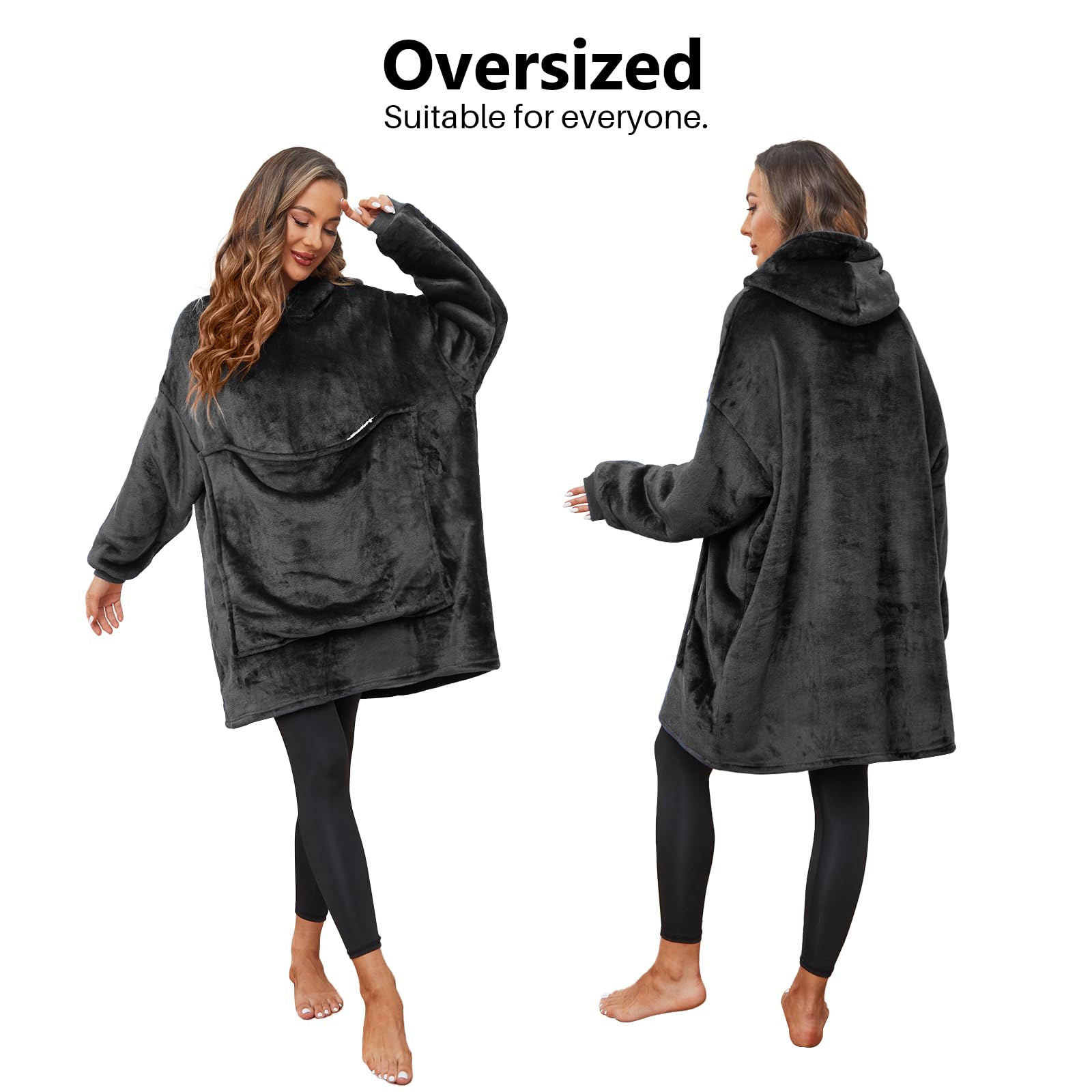 Wearable Blanket Hoodie for Adults - Sherpa Fleece Hooded Blanket Sweatshirt with Giant Pet Pocket | Warm & Cozy Loungewear for Winter Nights, Movie Time and Cuddling with Pets