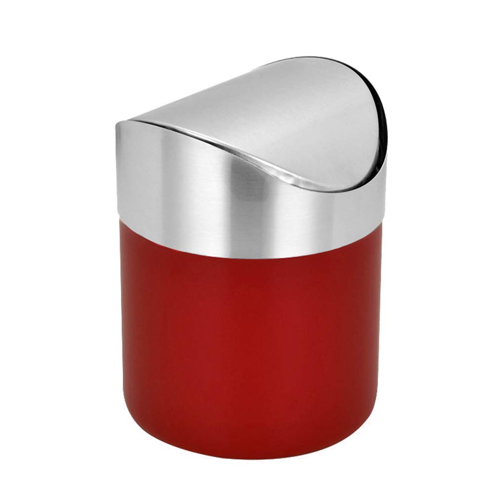 Stainless Steel Mini Trash Can with Shake Cover - Small Office & Home Waste Bin for Bedroom, Living Room, Desk | Space-Saving & Odor Control Solution