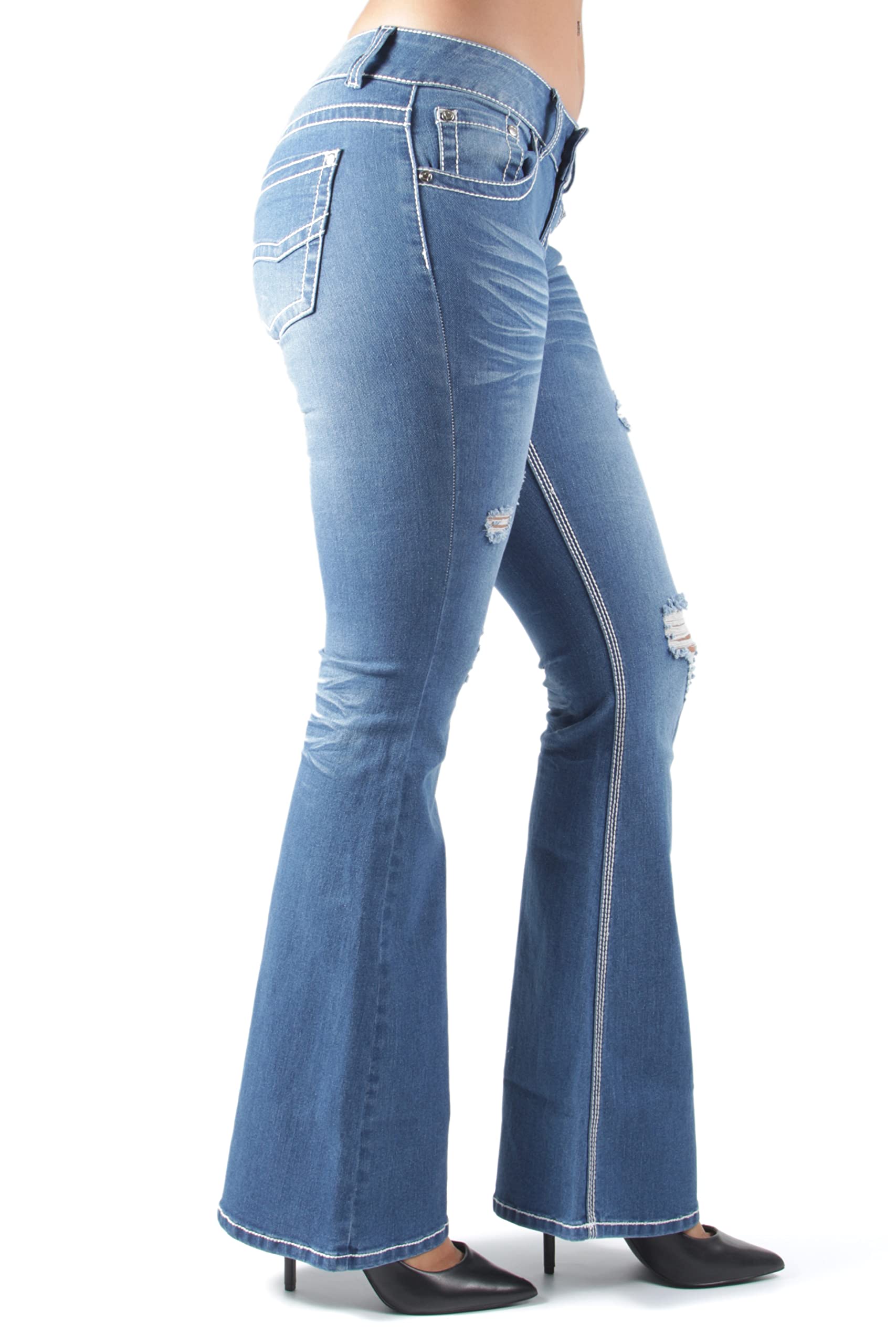 Sexy Flare Bootleg Ripped Premium Bootcut Jeans for Women - Perfect for Casual Outfits, Date Nights & Street Style Fashion